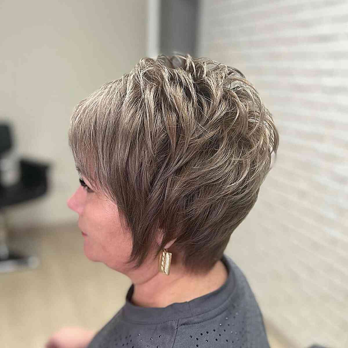 Voluminous Thick Pixie with Shorter Layers