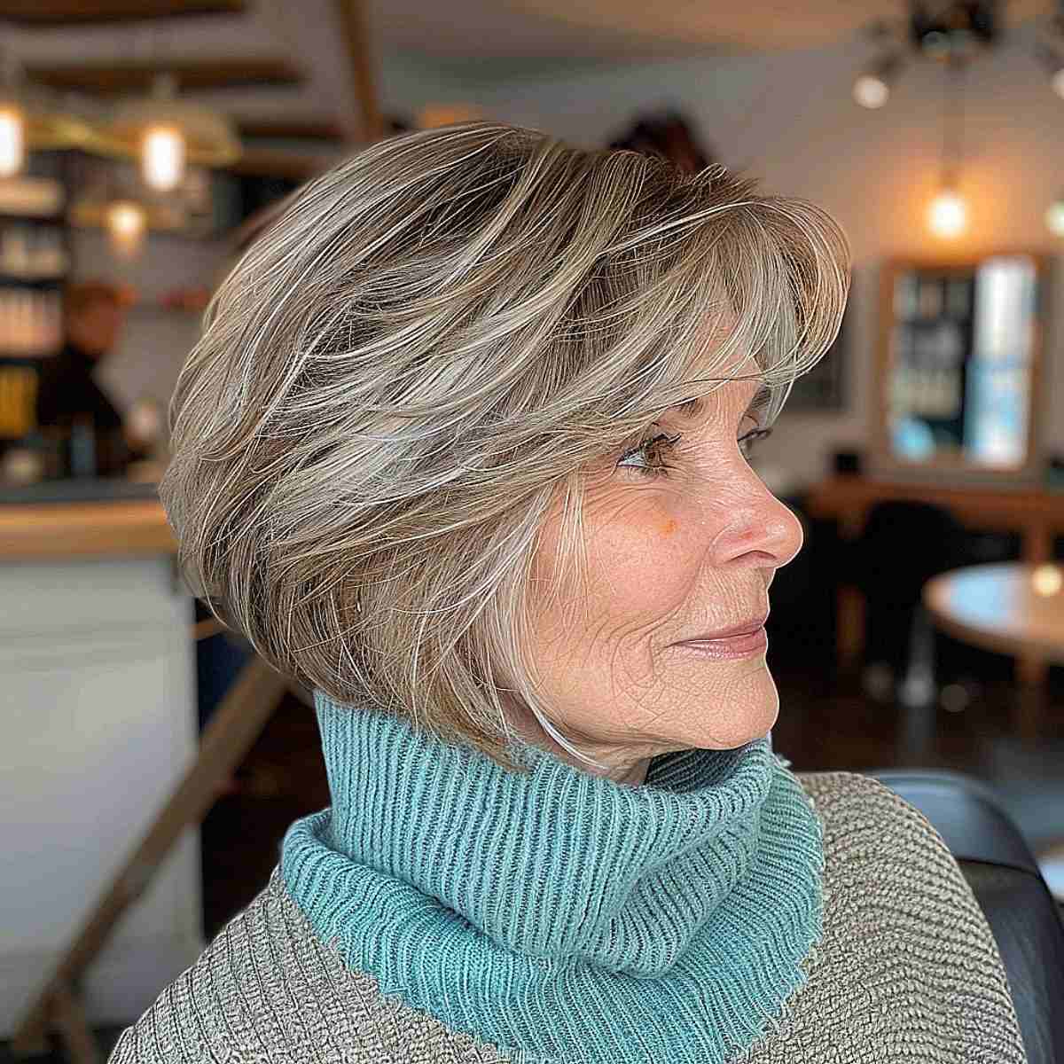 voluminous wedge hairstyle for older ladies past 60