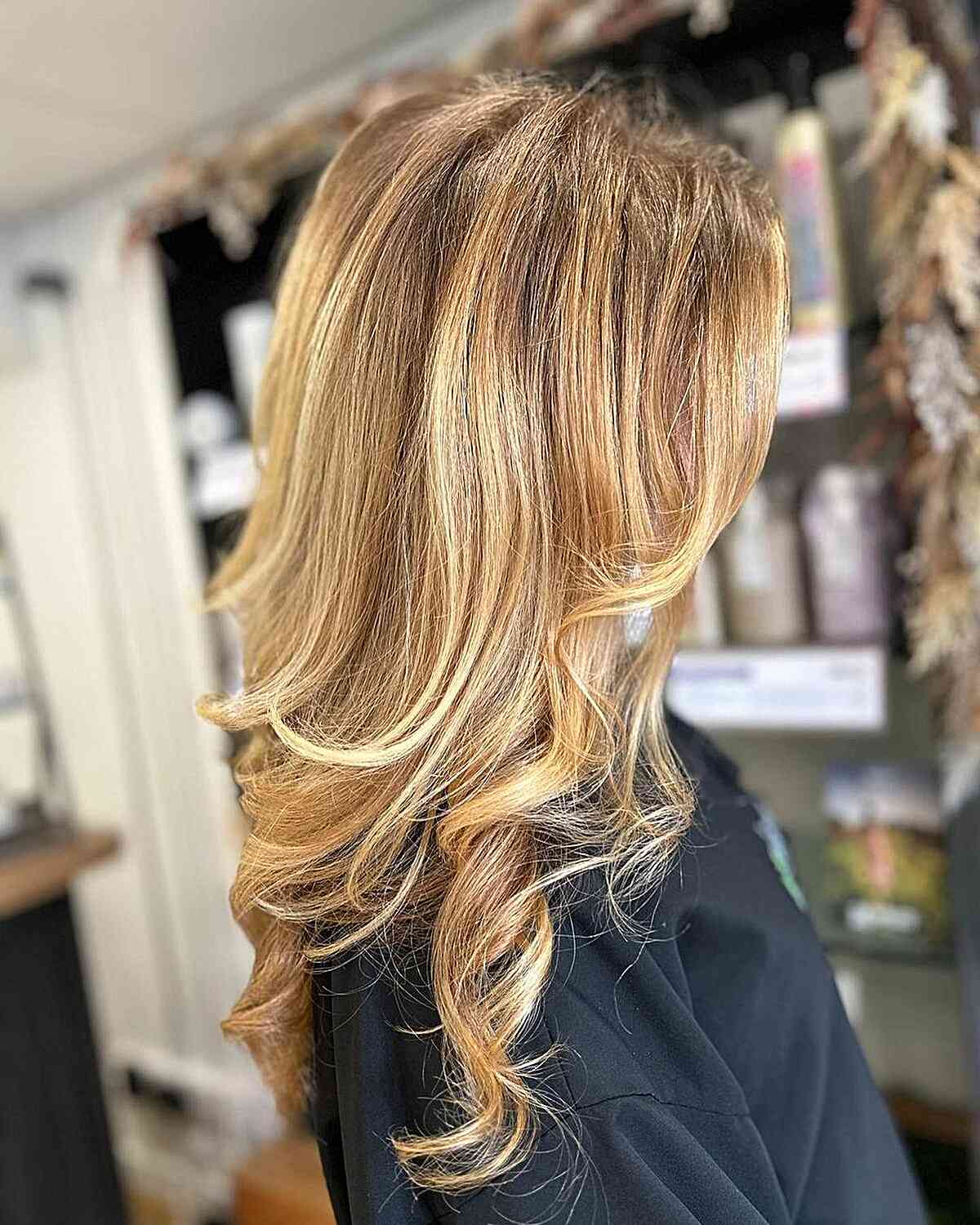 Warm Apricot Blonde Balayage with Light Brown Base for Medium to Long Hair