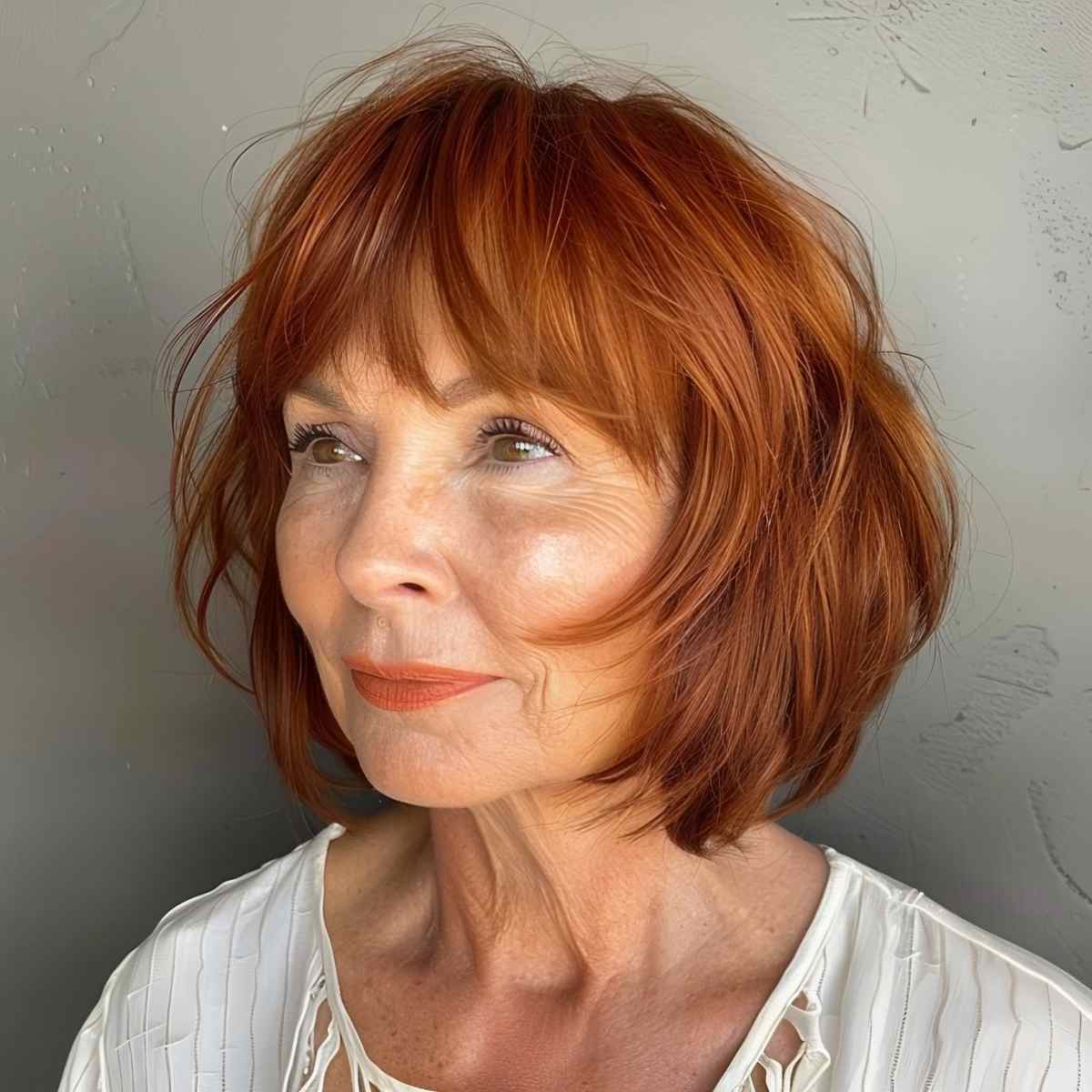 Warm Brown with Red Hues for 70-Year-Old ladies