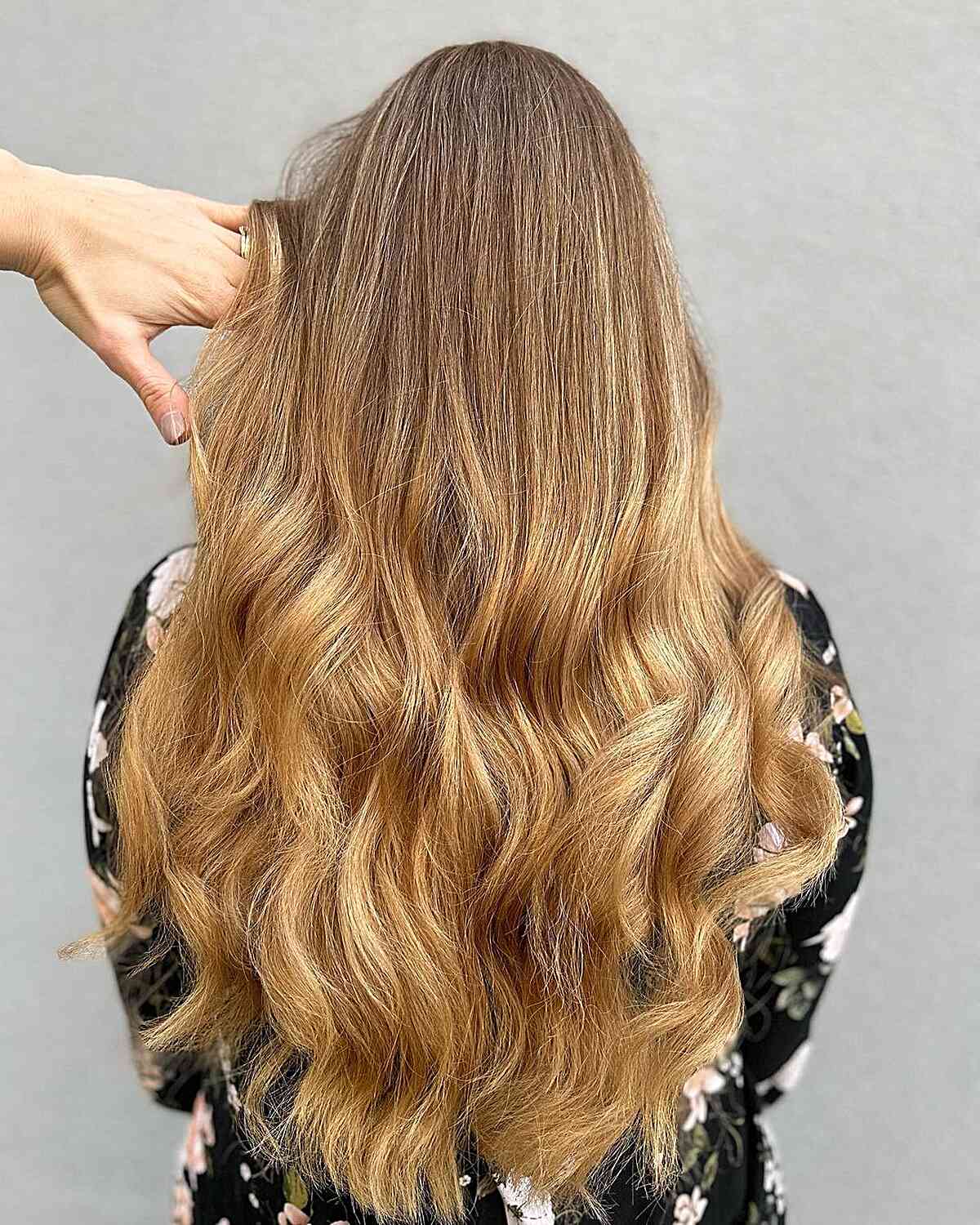 Warm Honey Blonde Balayage Sombre for Long Layered Hair