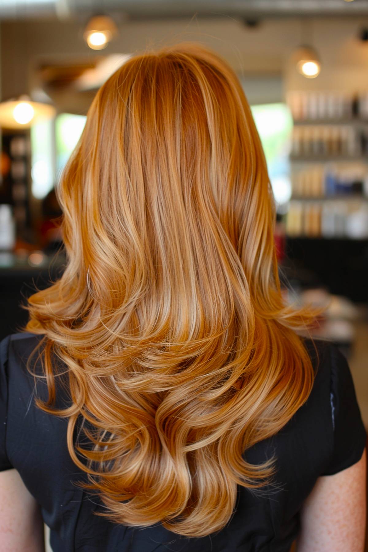 Honey-toned winter blonde hair with long layers