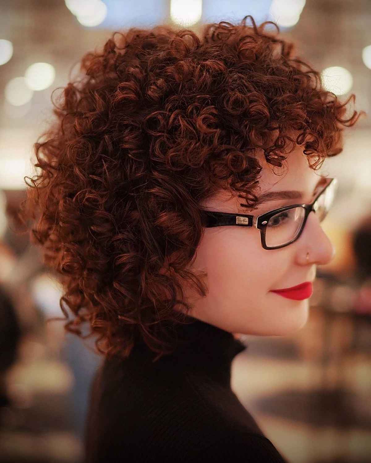 Warm Reddish Brown for Curly Hair