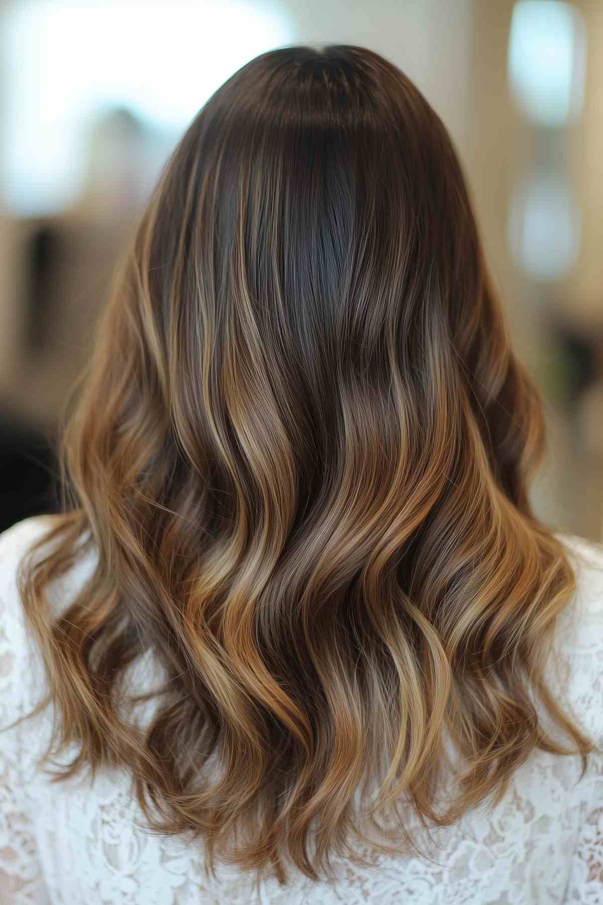 warm-toned caramel blonde balayage fall hair color