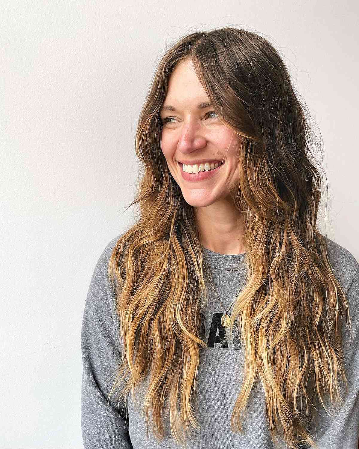 Wash-and-Go Long Layered Hair with Soft Beach Waves