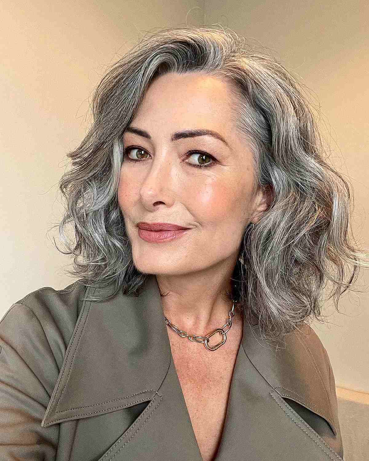 Wash-and-Go Textured Lob Cut for a Lady Over 50
