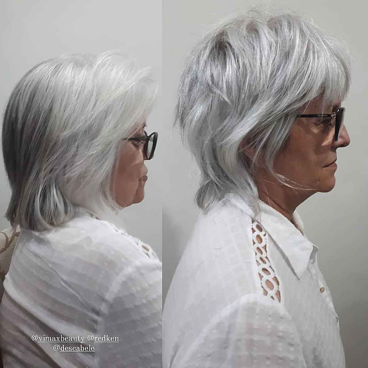 Wash-and-Wear Shag with Bangs for Women Over 60