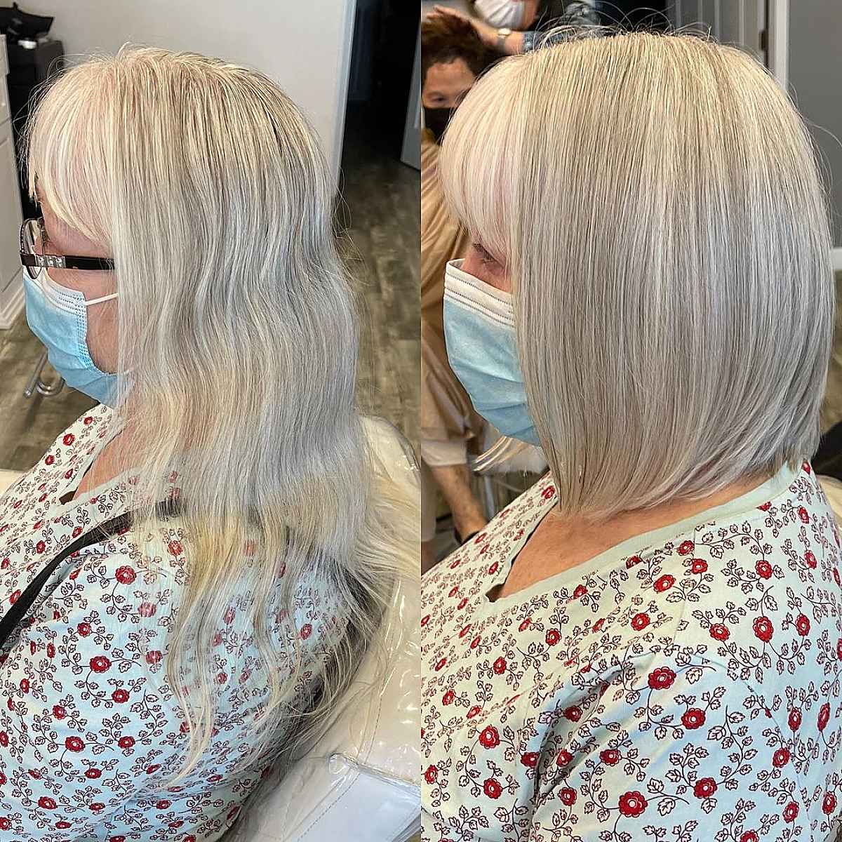 Wash-and-wear Silver Bob with Bangs for 60 Year Olds