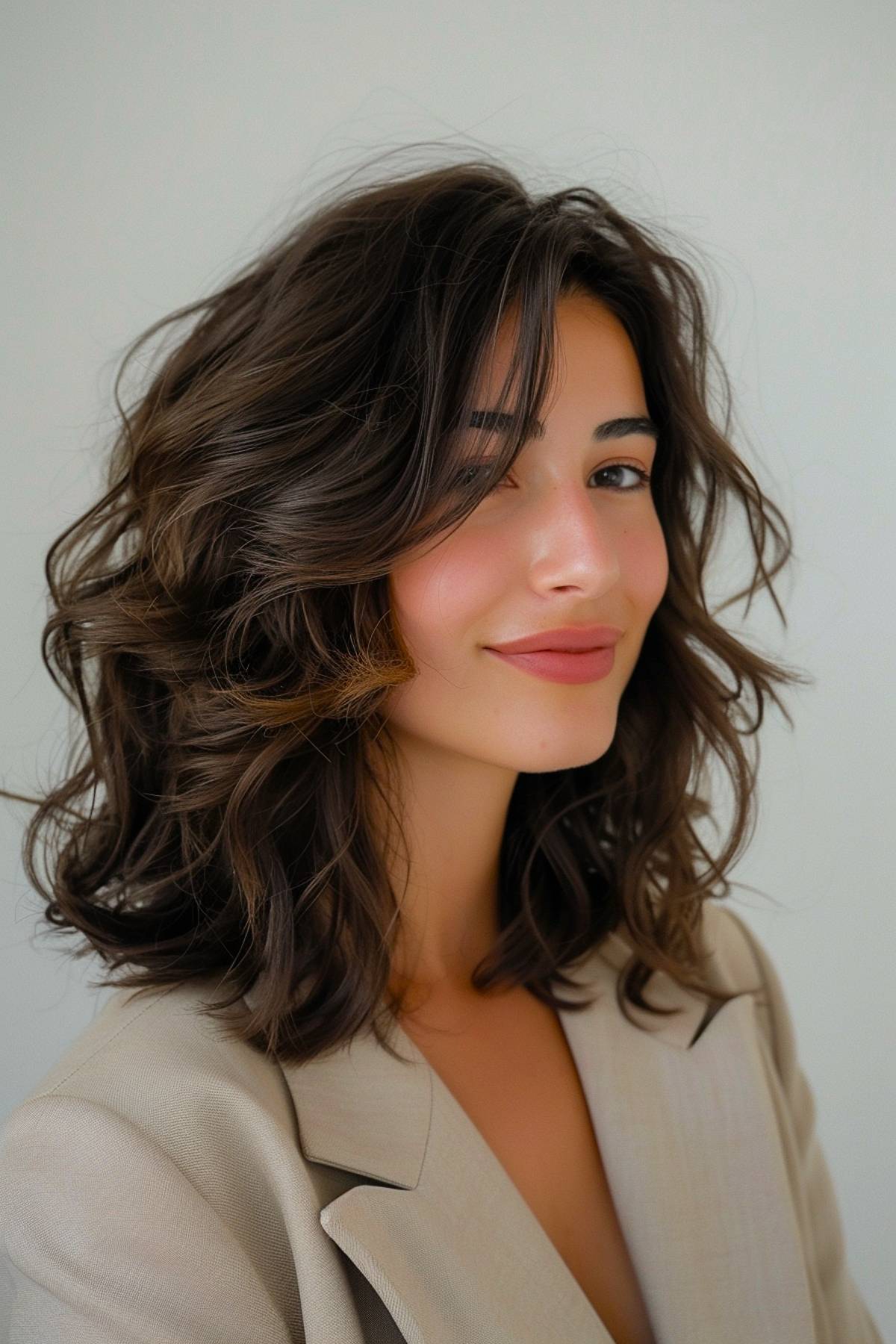 Shoulder-length waveline layered haircut with waves