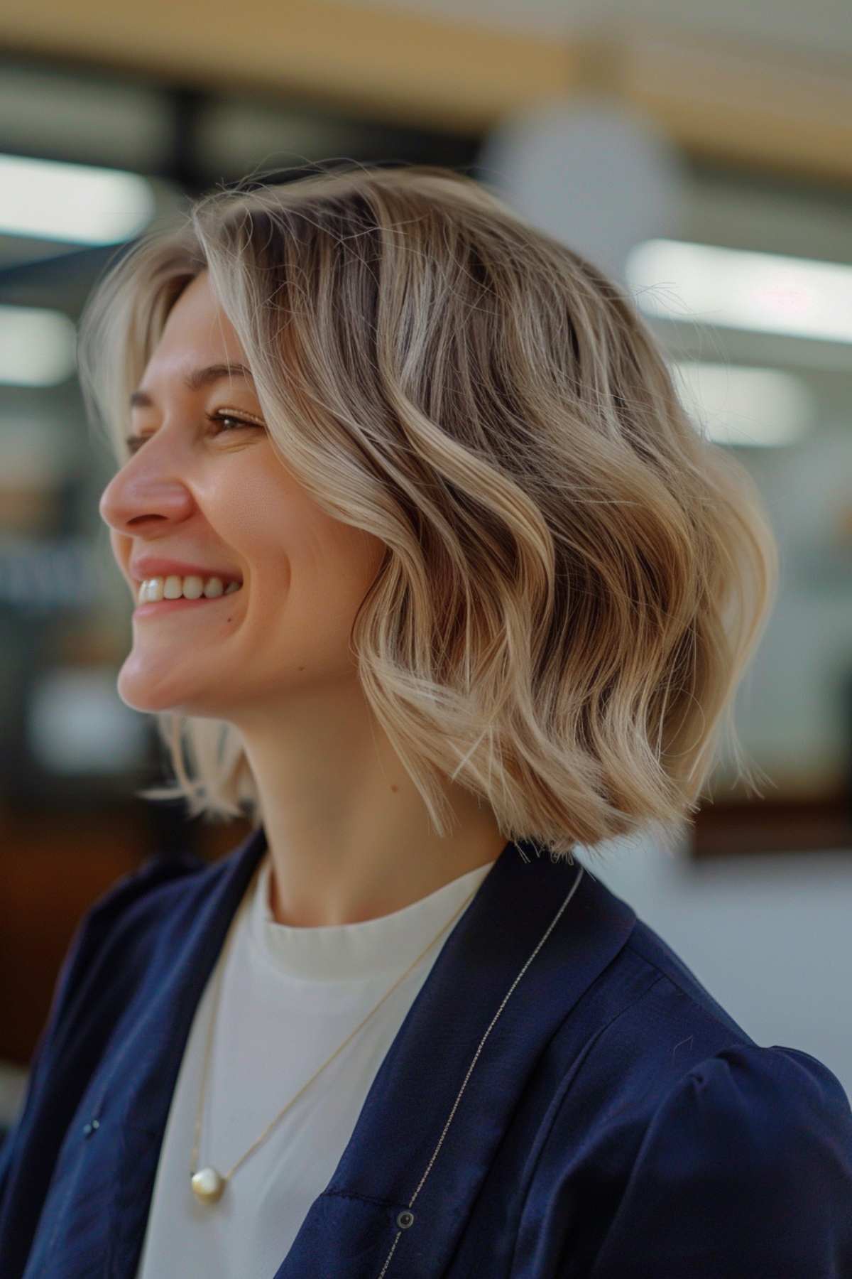 Wavy bob hairstyle for thin hair