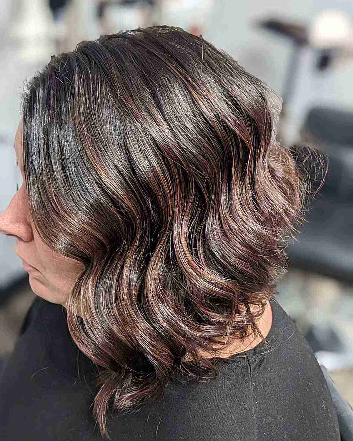 Wavy Brown A-Line Inverted Bob with Choppy Ends