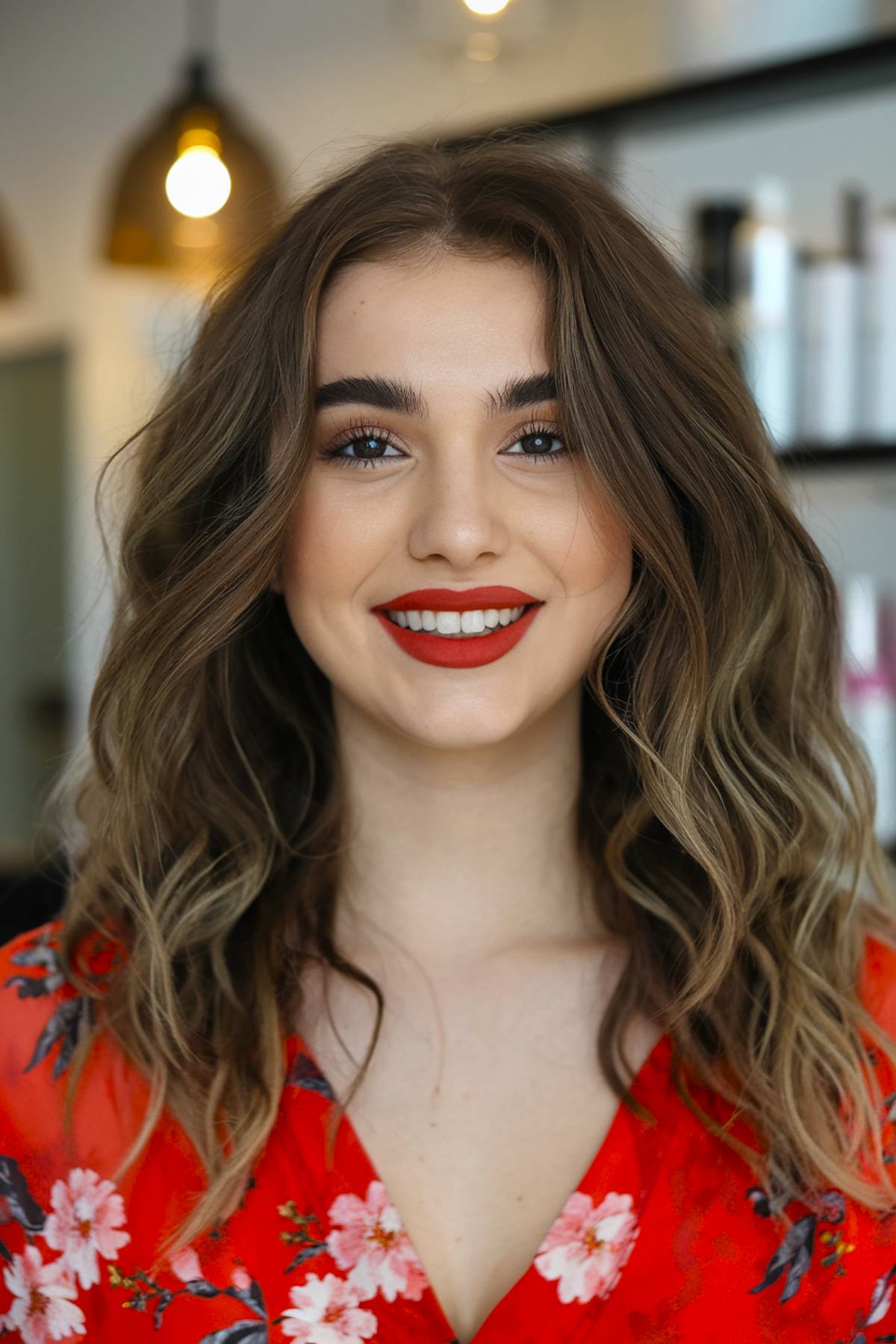 Wavy brown hair volume