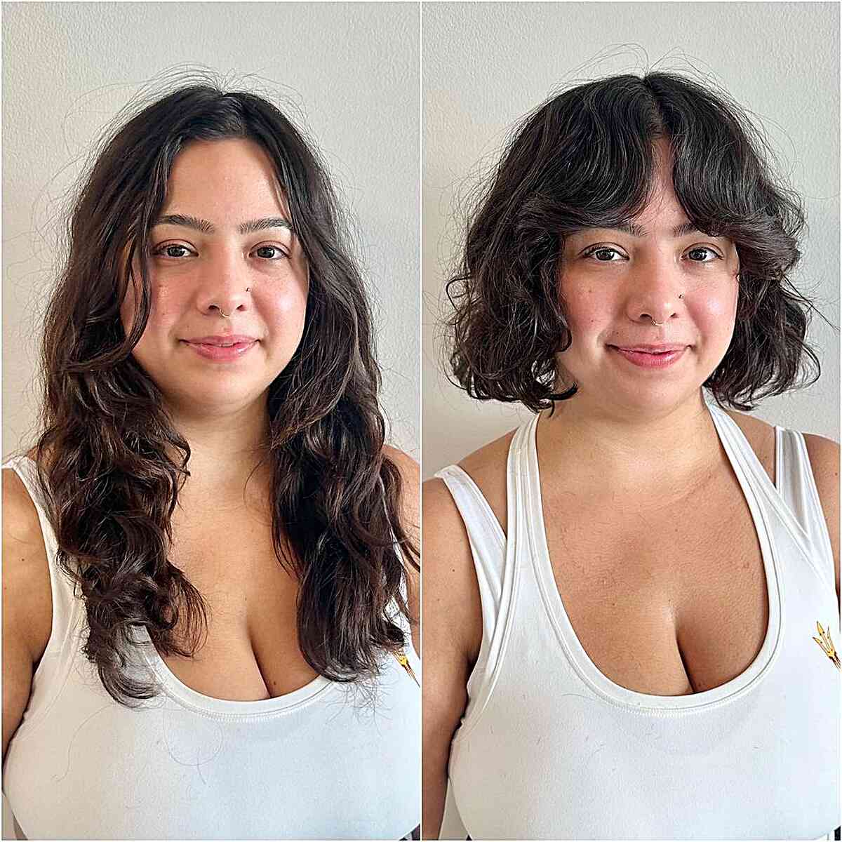 Wavy French Bob with Curtain Fringe for thick hair
