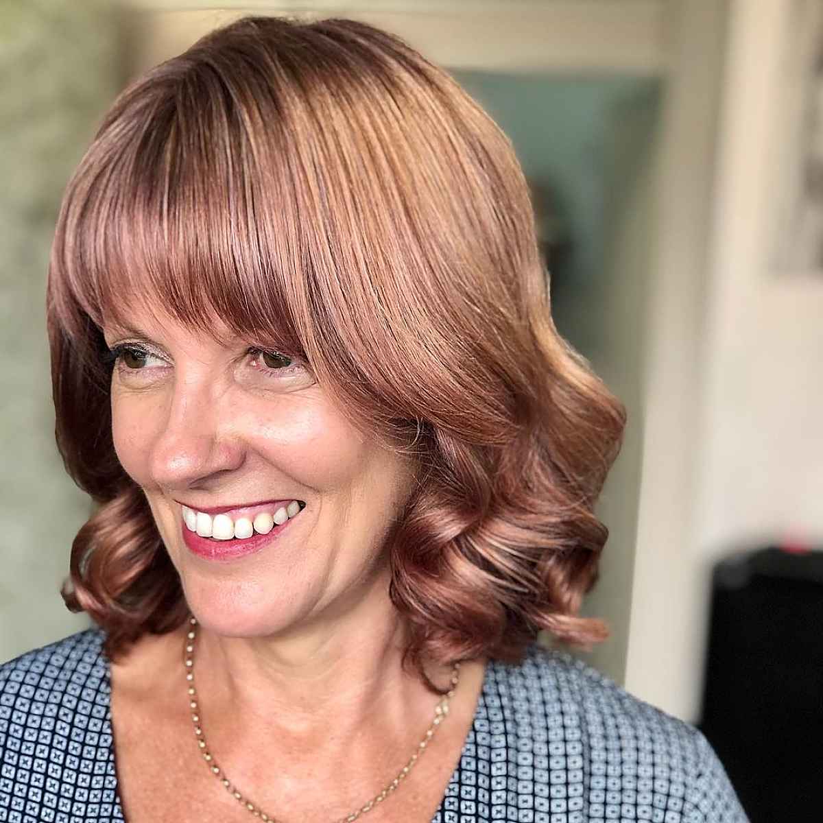 Wavy Hair with Bangs for Women Over 40