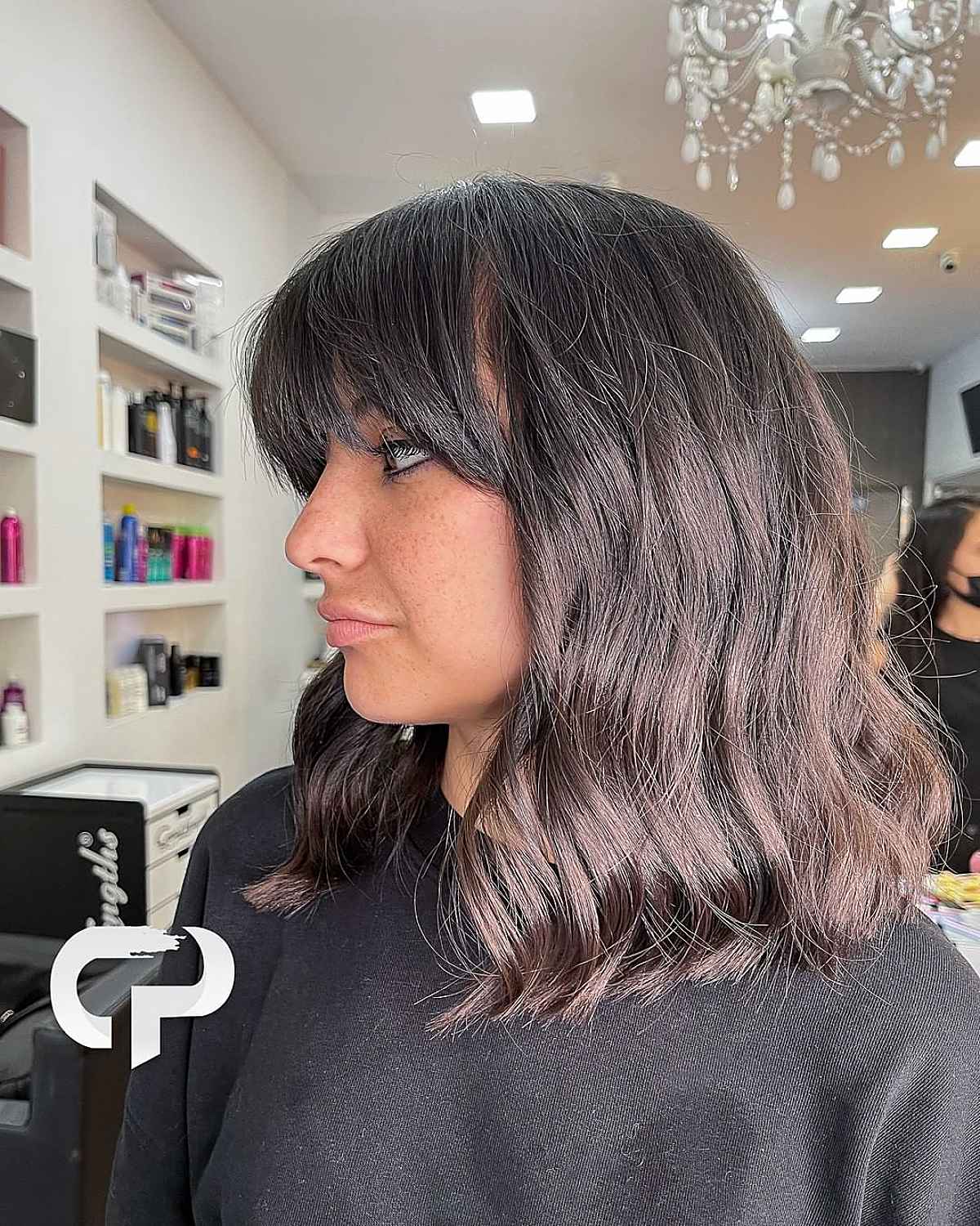 Easy Wavy Lob with Bangs for Thick Hair