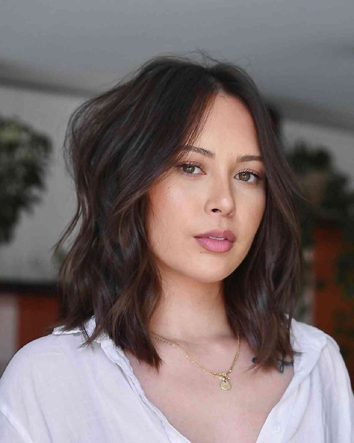 Wavy Lob with Face-Framing Layers for Fine Hair