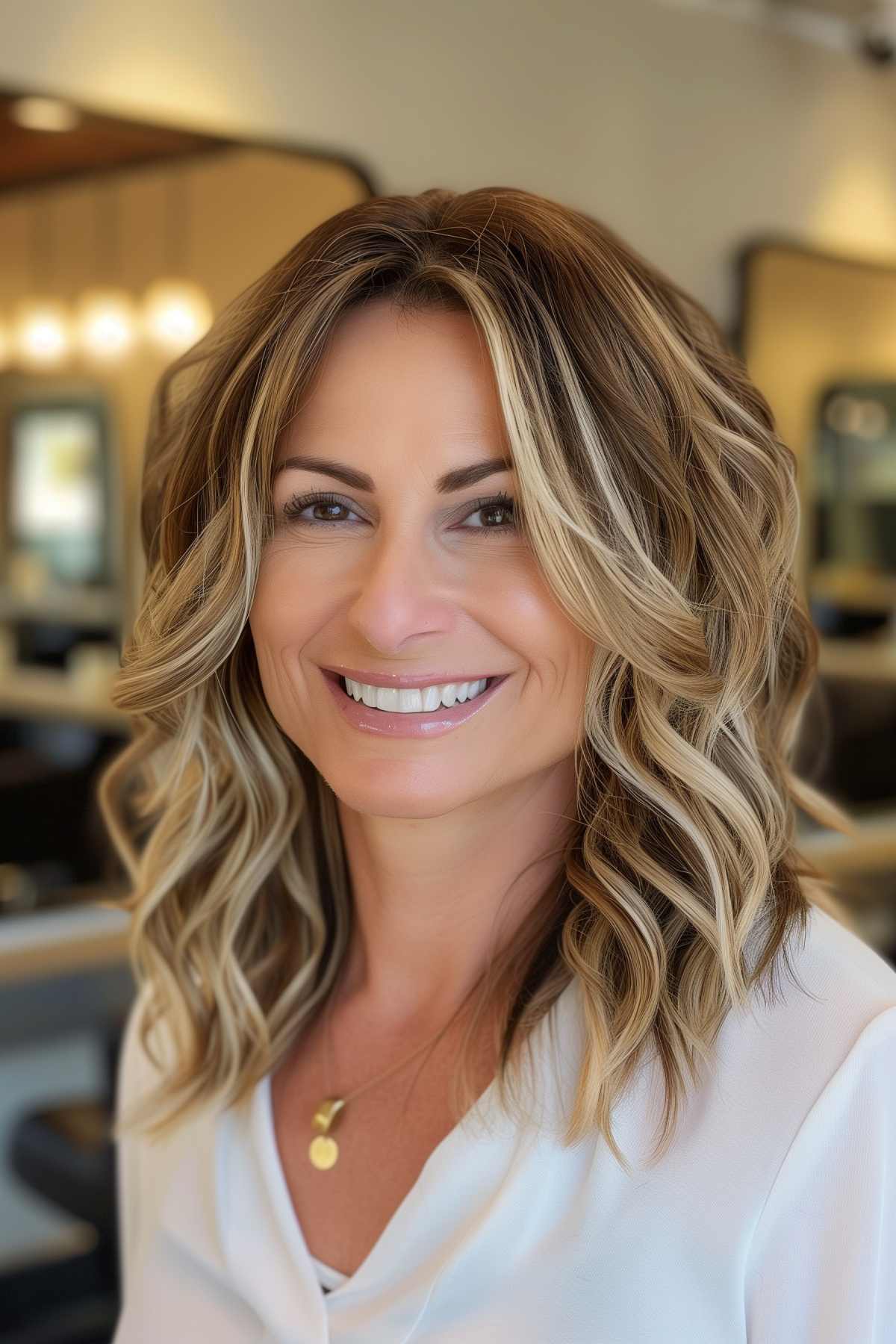 wavy lob hairstyle for women over 40