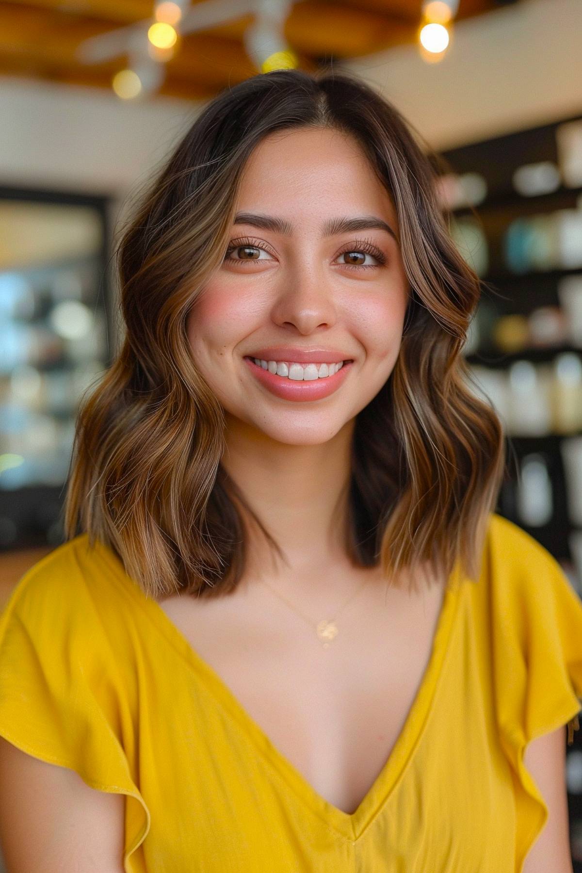 Wavy long bob haircut