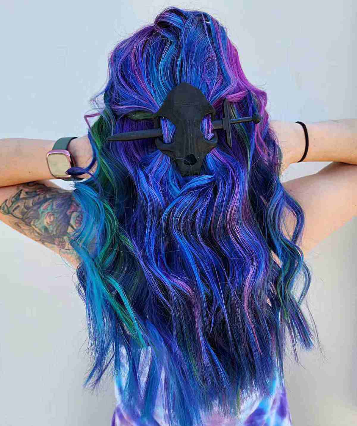 Wavy Mermaid Hair with a Barrette