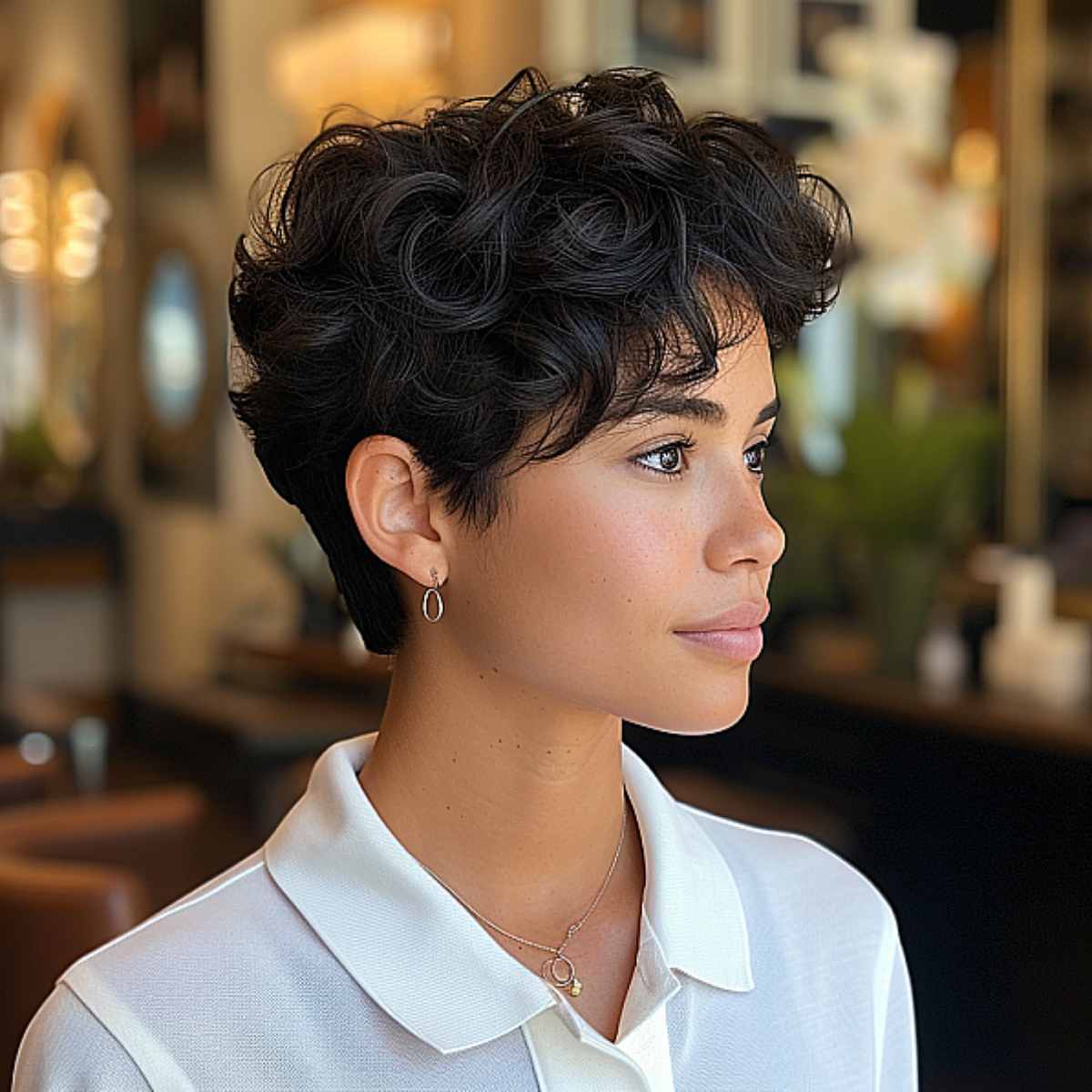 Wavy Pixie for Short Hair with Curls