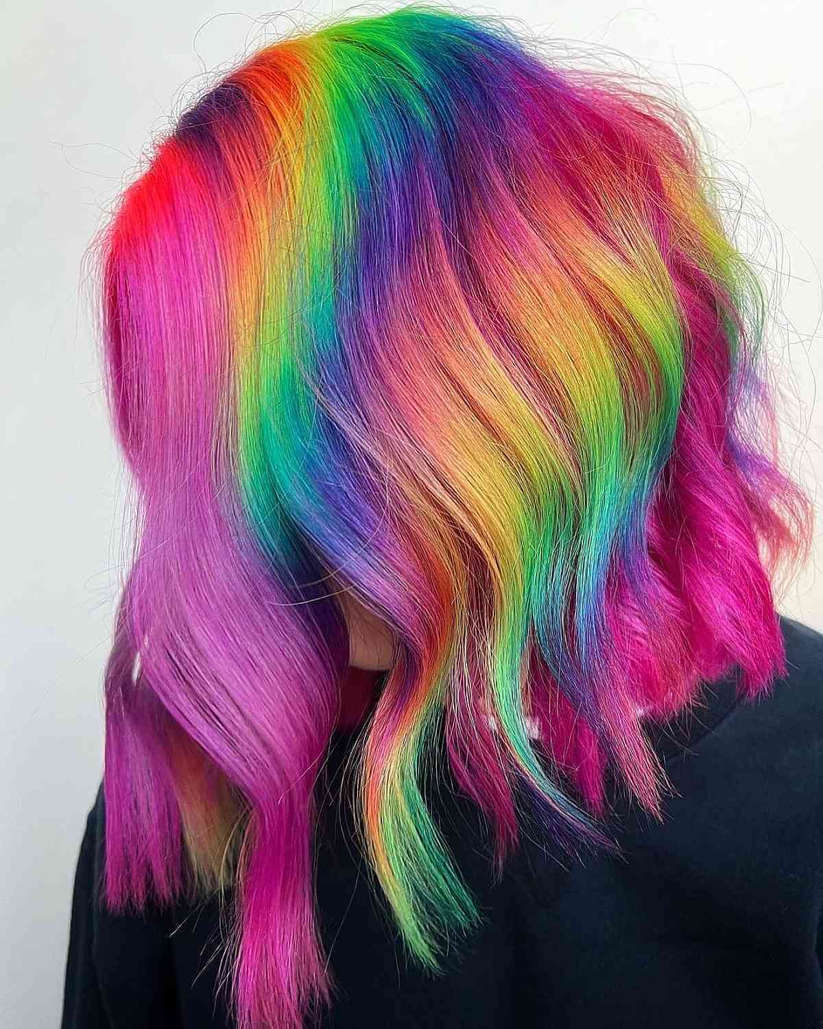 Wavy Rainbow Lob Cut