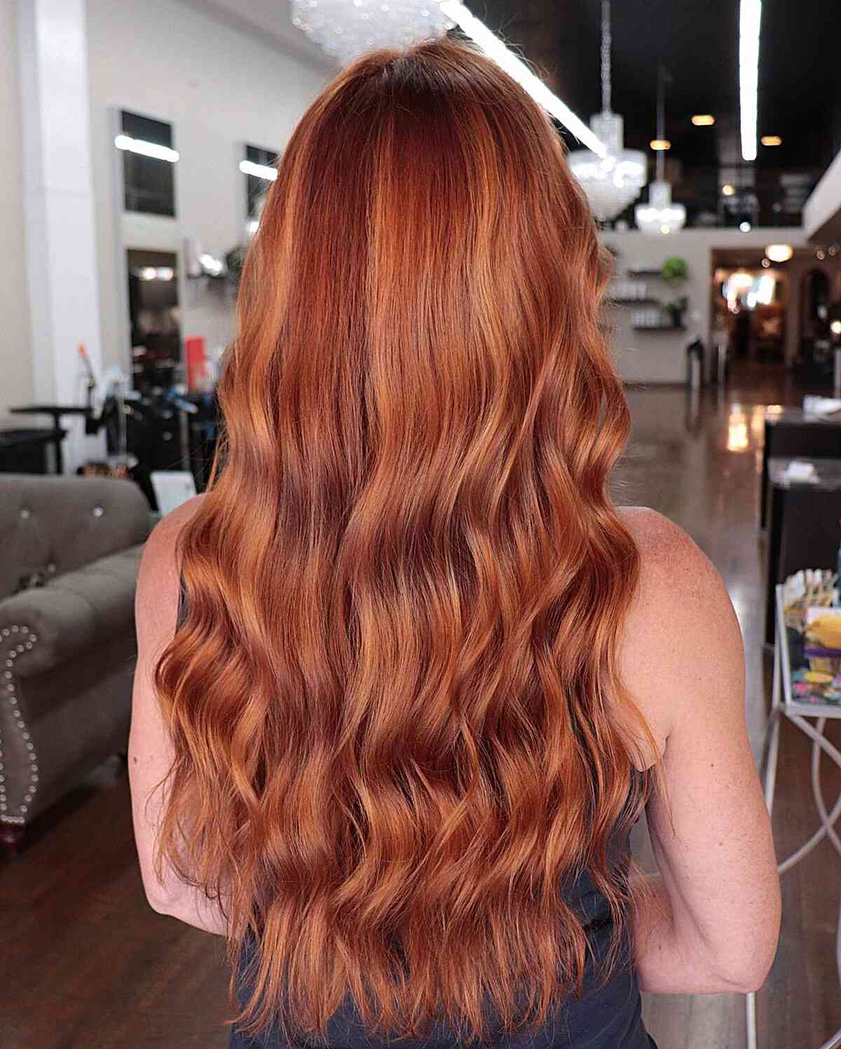 Wavy Reddish Ginger Pumpkin Spice Long Hair