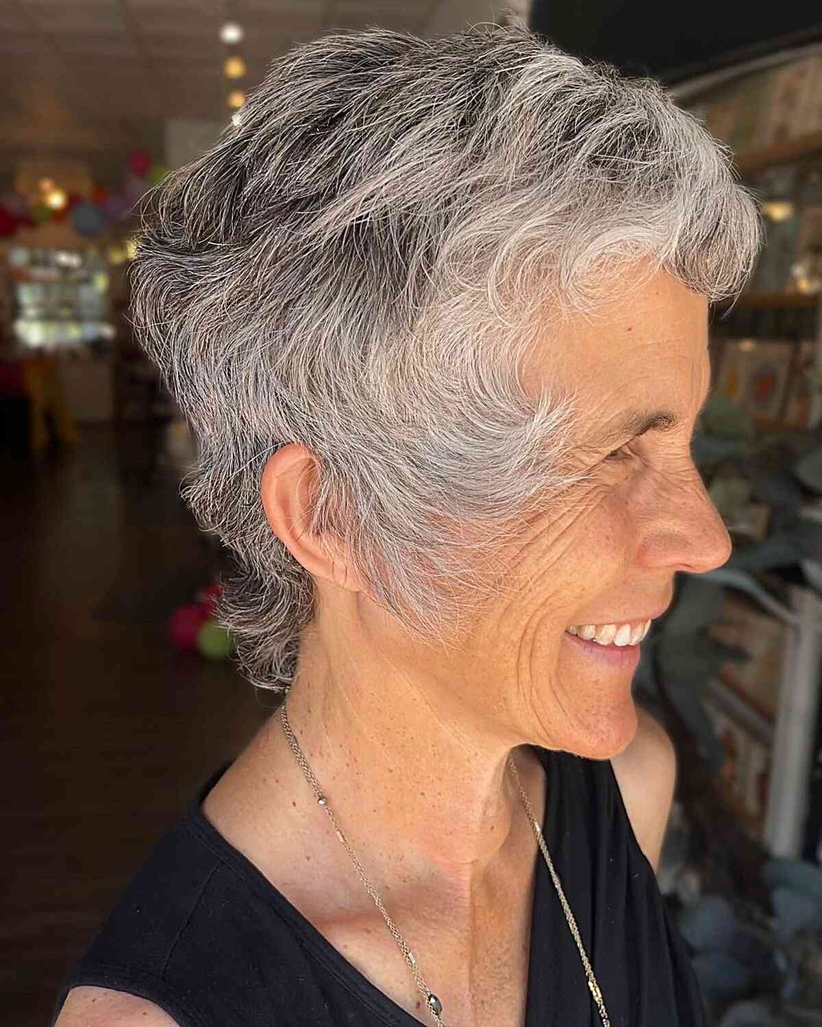 Wavy Shaggy Pixie with Choppy Layers for Women Over 70