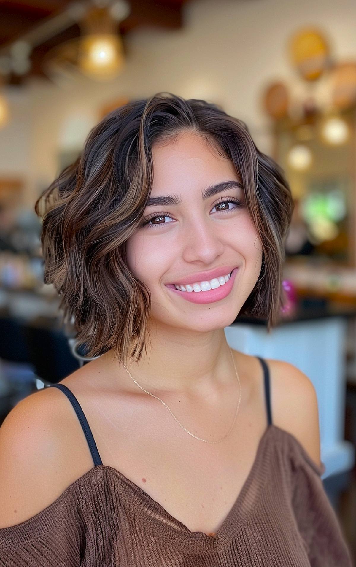 Wavy short bob with loose texture for fine hair