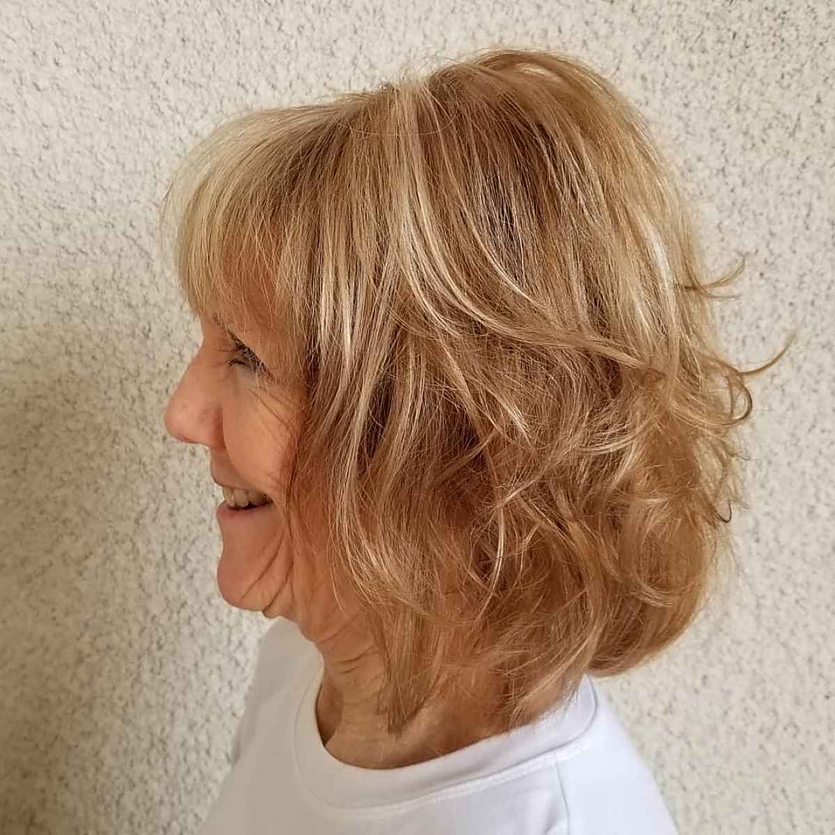 Wavy Short Hair with Fringe for Older Women