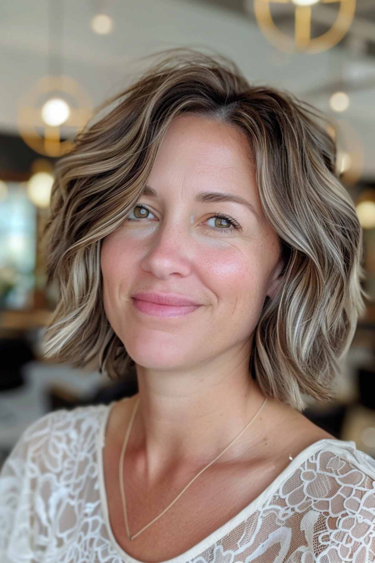 wavy side part textured bob for thick hair