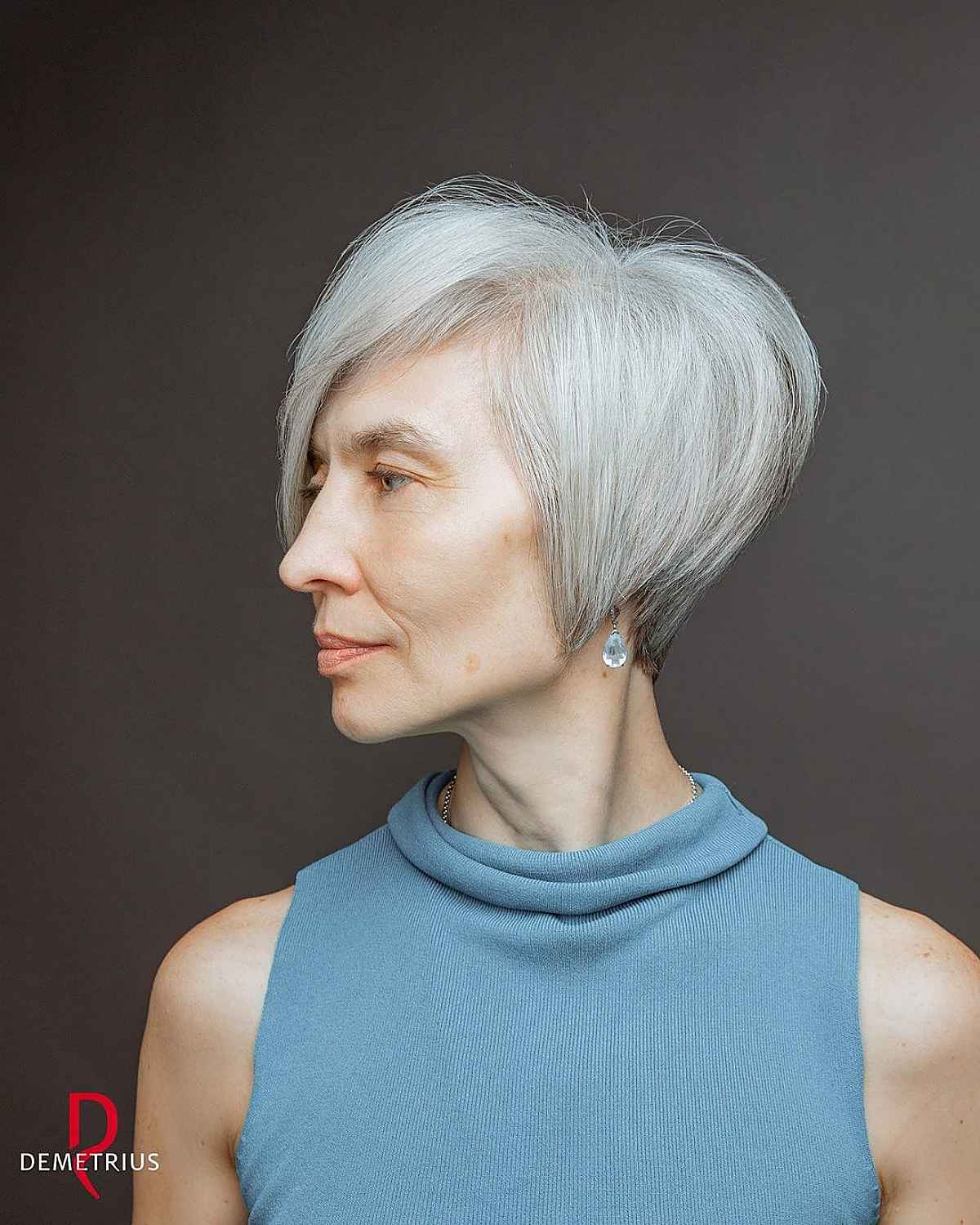 wedge cut for women over sixty with thin hair