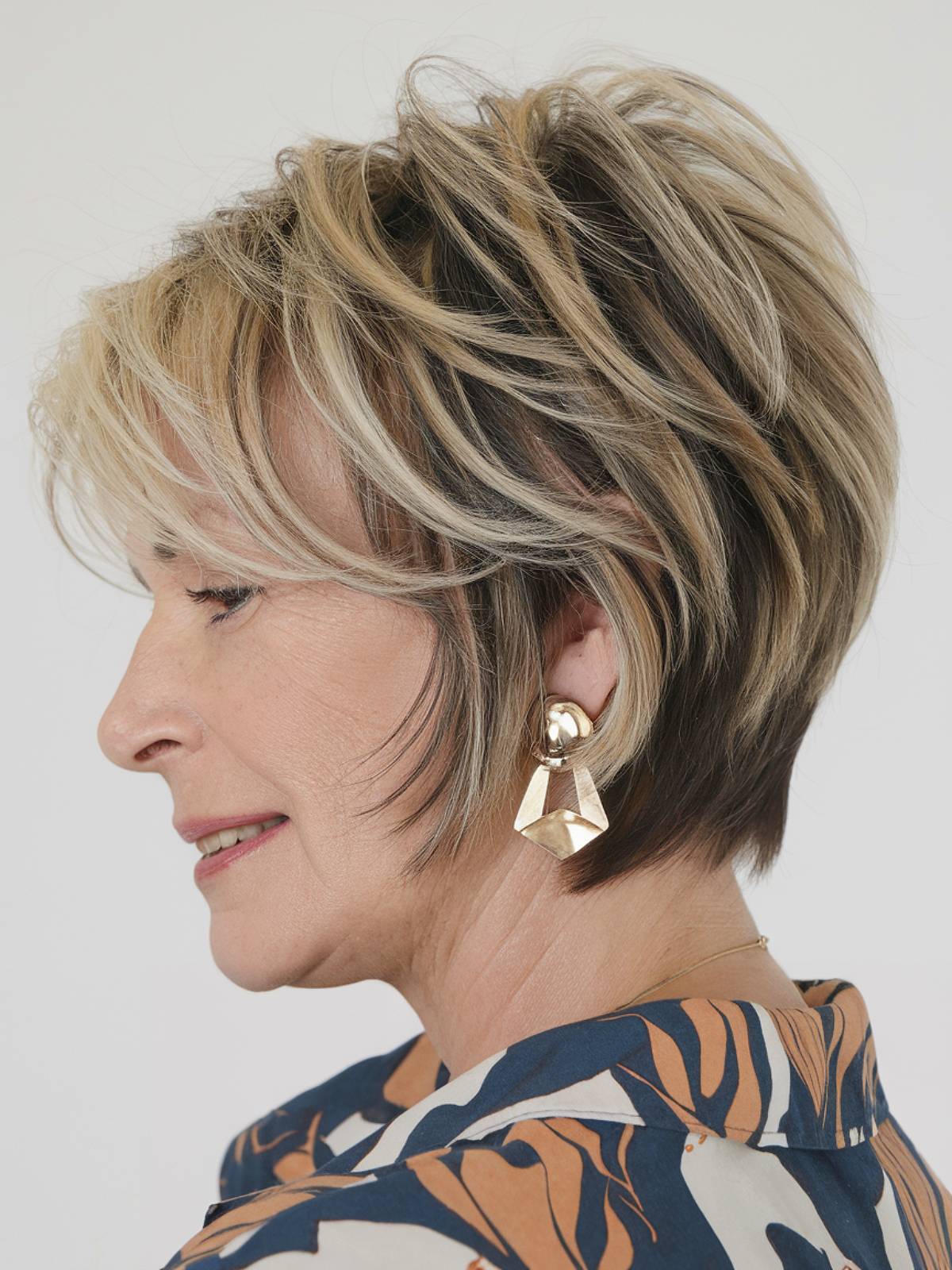 Wedge haircut for double chins older women over 50