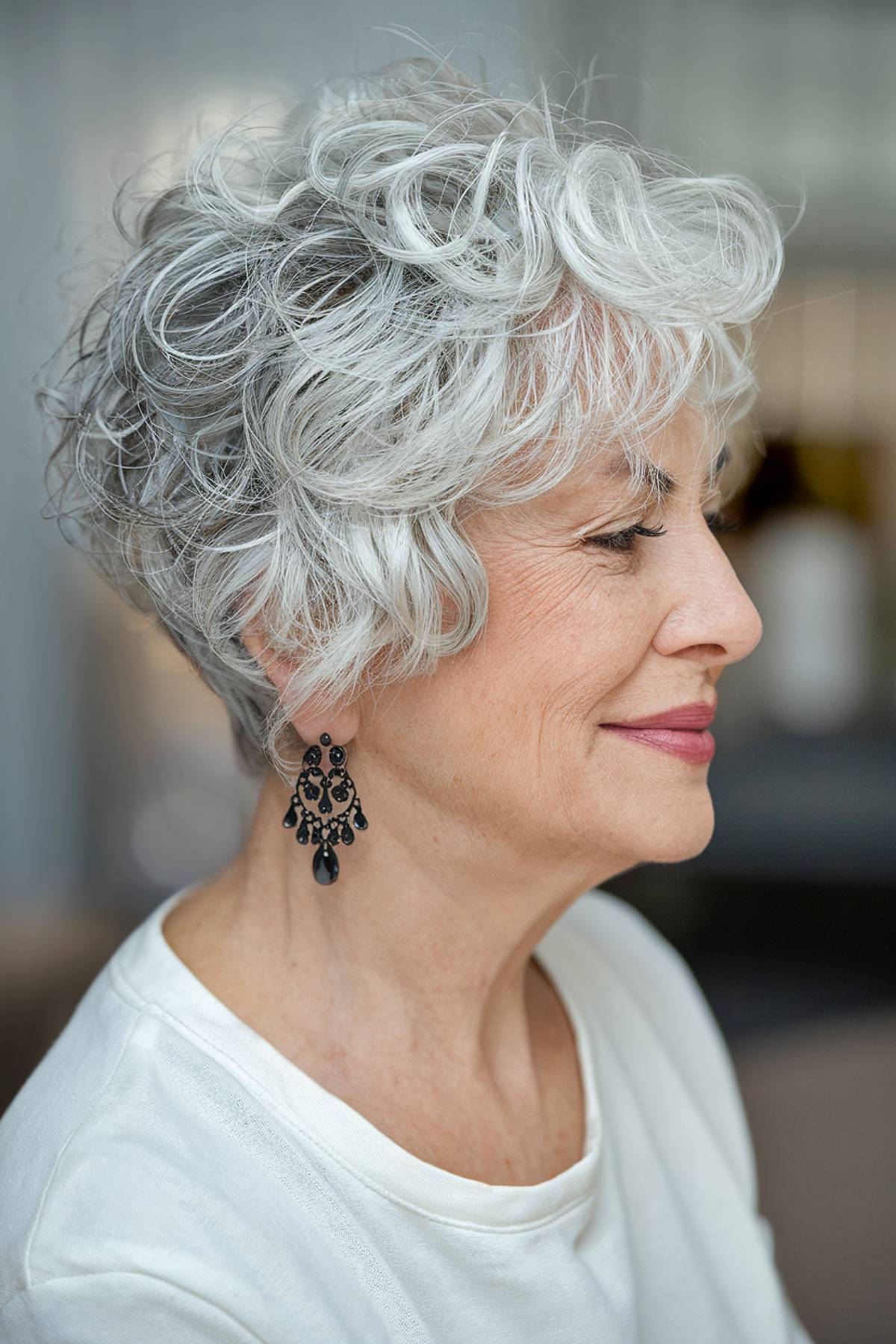 Wedge haircut for women over 50 short wavy hairstyle