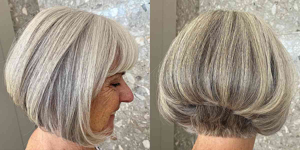 Wedged Bob with an Undercut for 60-Year-Old Women