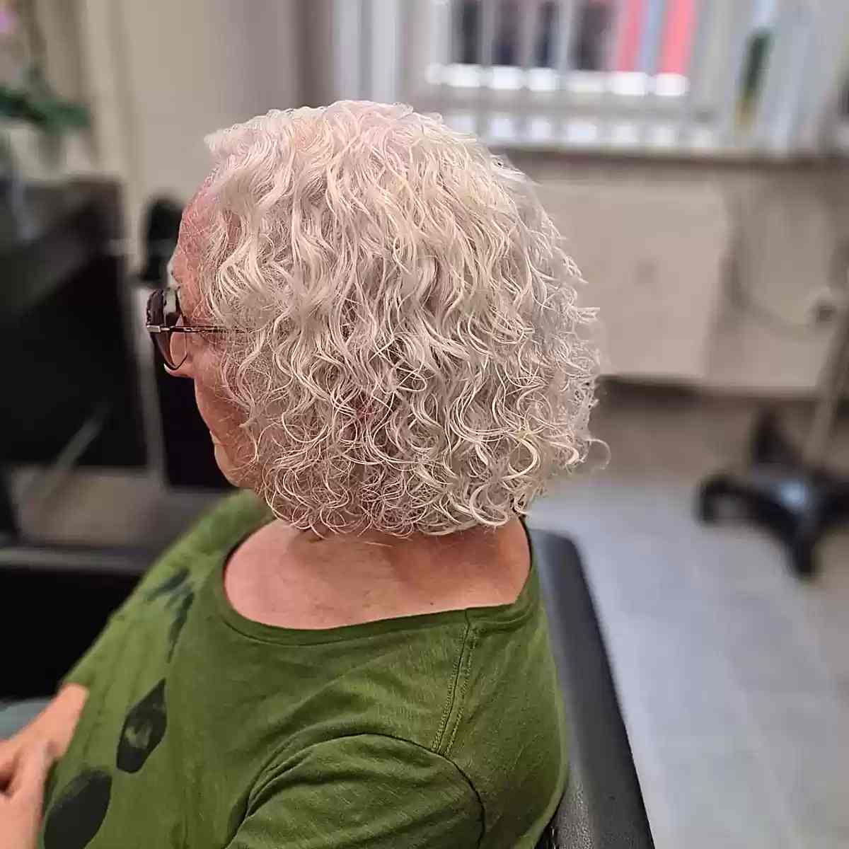 Wet-Style Curly Bob for Older Women