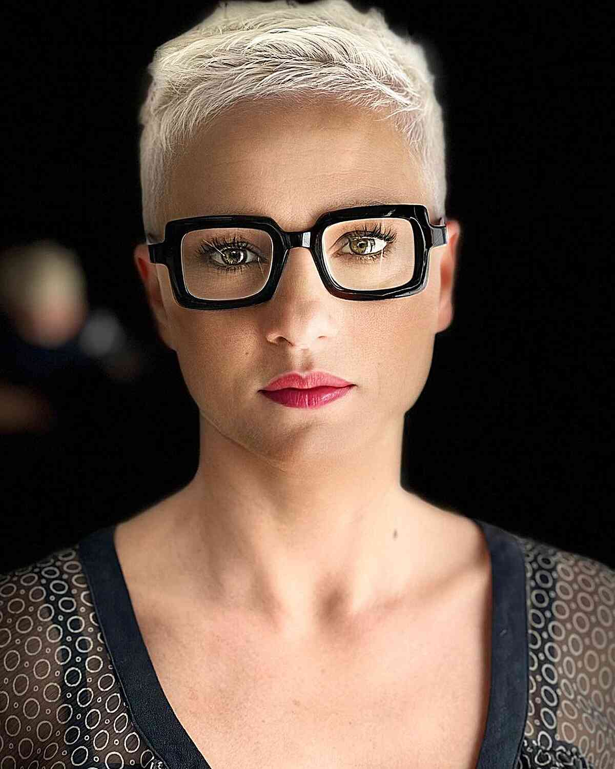 White Blonde Pixie for Ladies with Glasses
