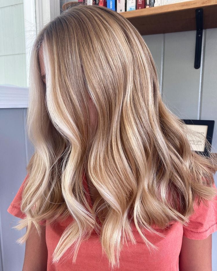 Streaked White Blonde on Brown Color
