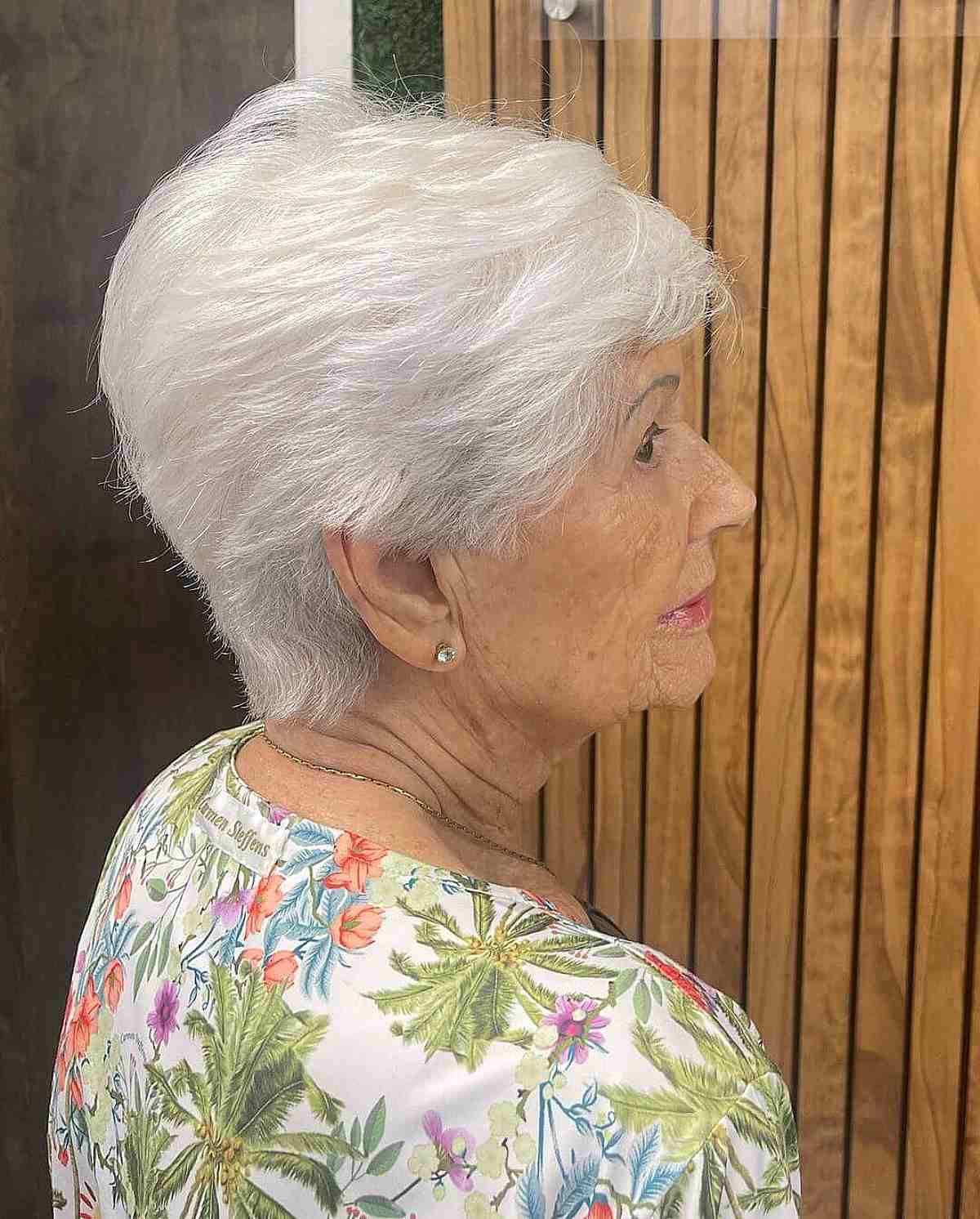 White Layered Pixie for Thinning Hair