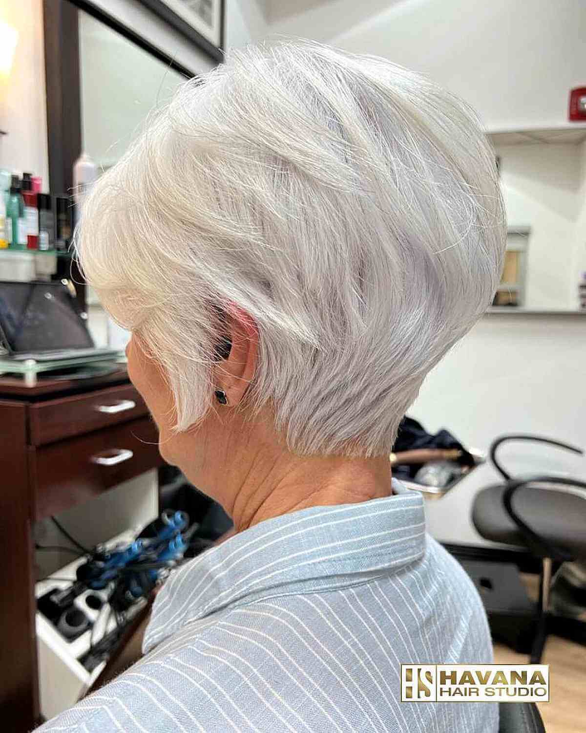 White Long Pixie with Short Layers