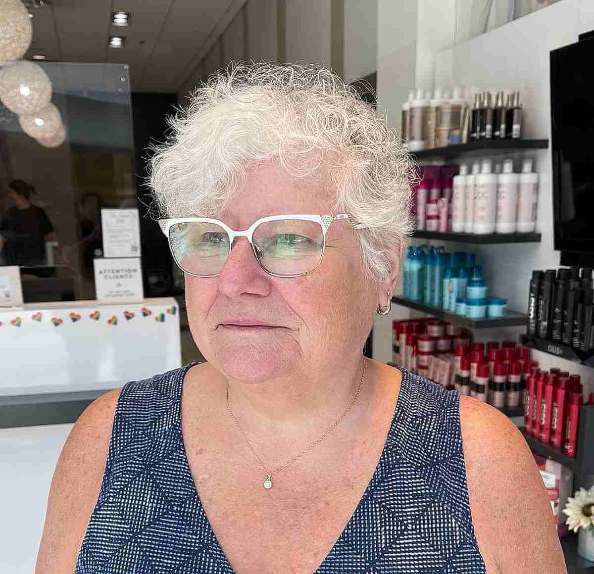 White Pixie for Naturally Curly Hair for a 60-Year-Old