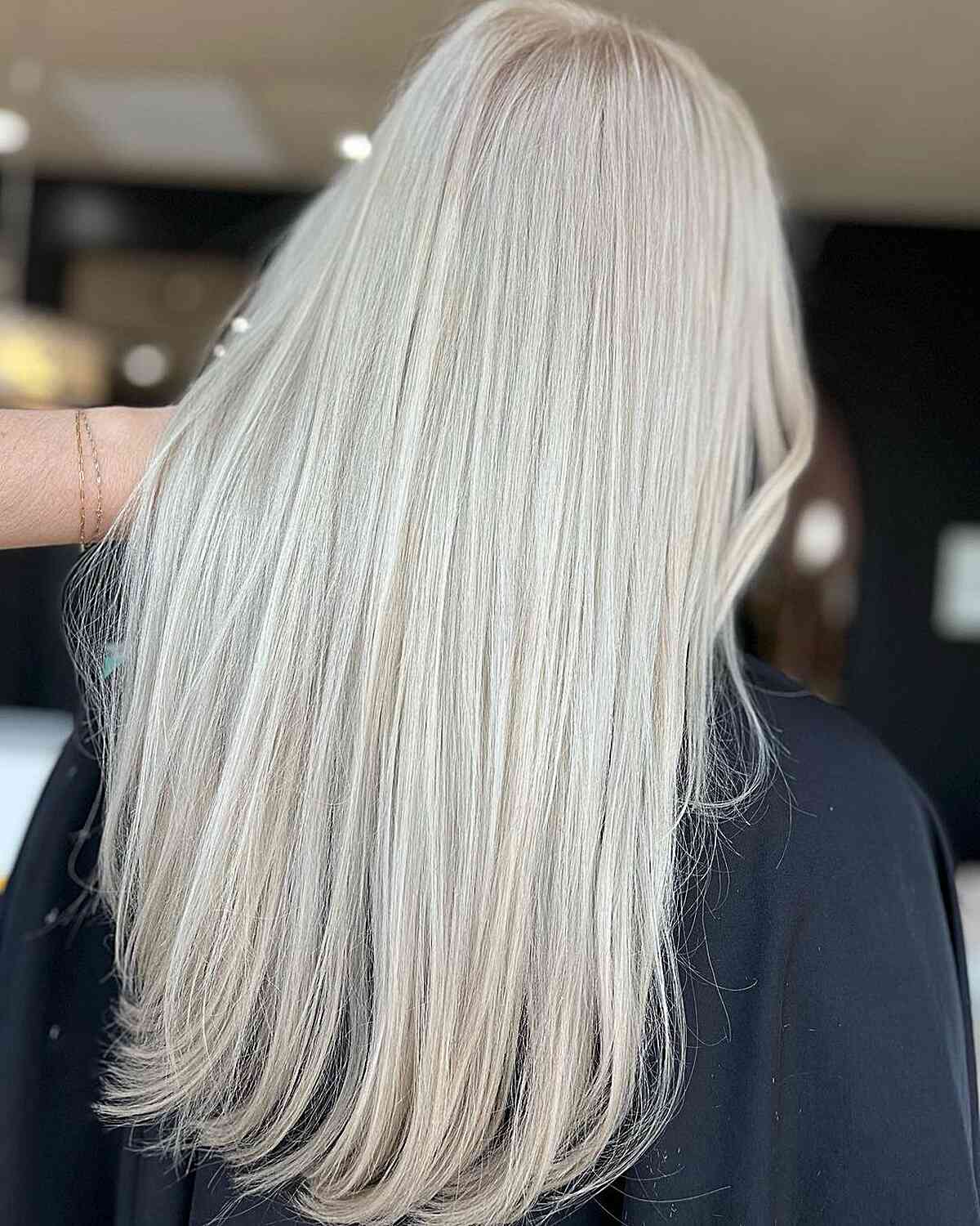 White-Toned Barbie Blonde Color for Long Straight Locks