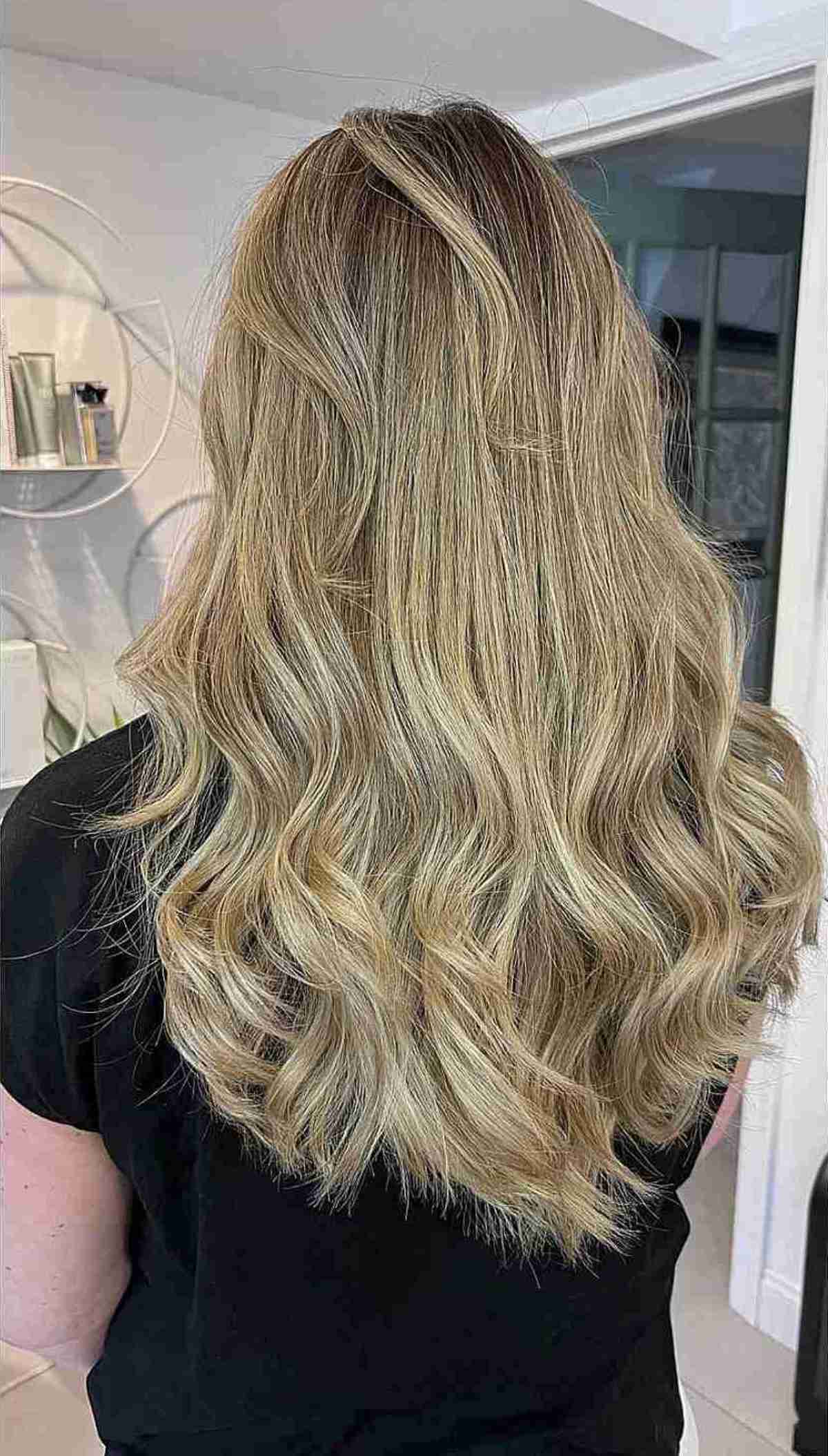 Wide V Cut on long and wavy hair