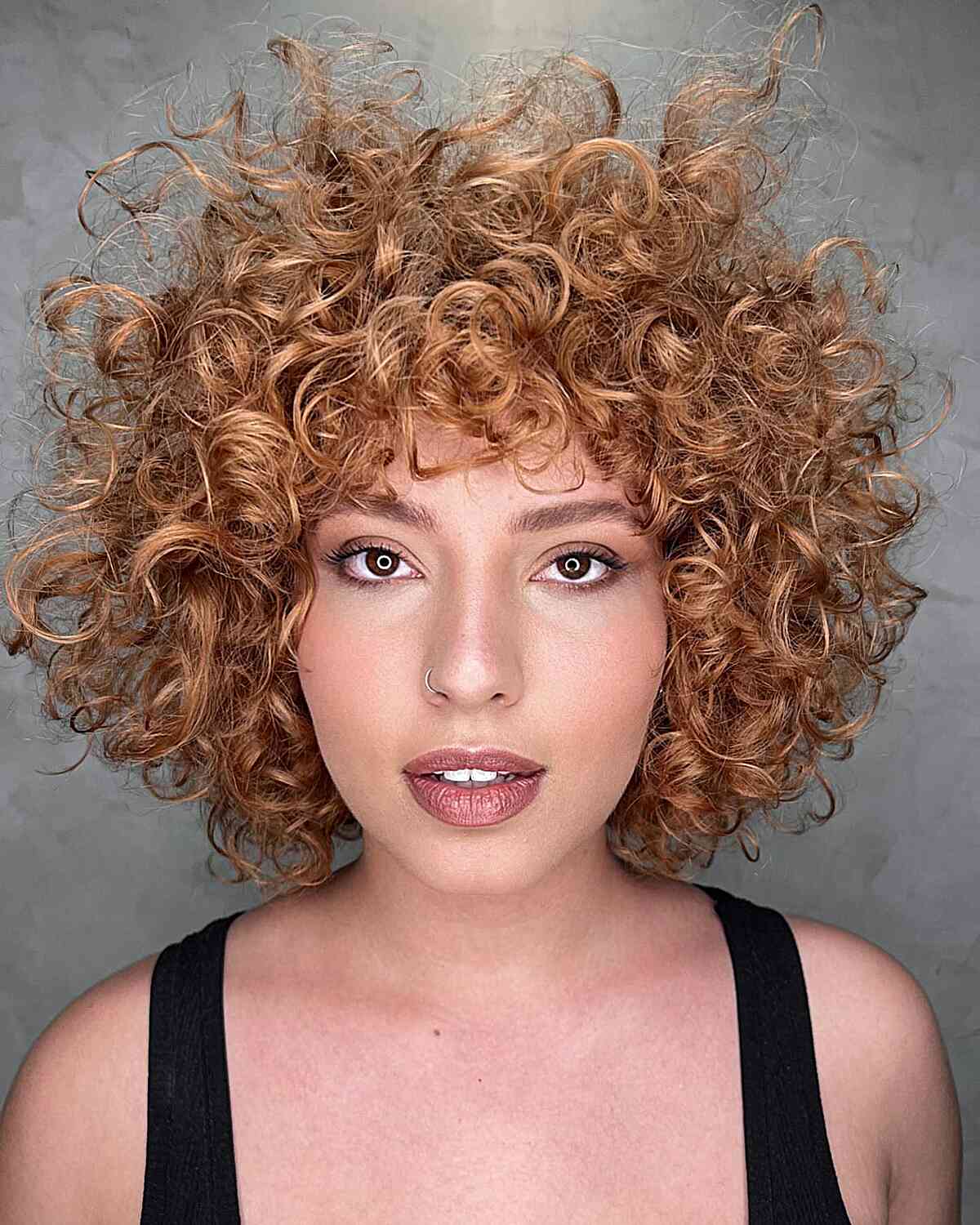 Wild Copper Curls and Bangs for curly girls with short hair