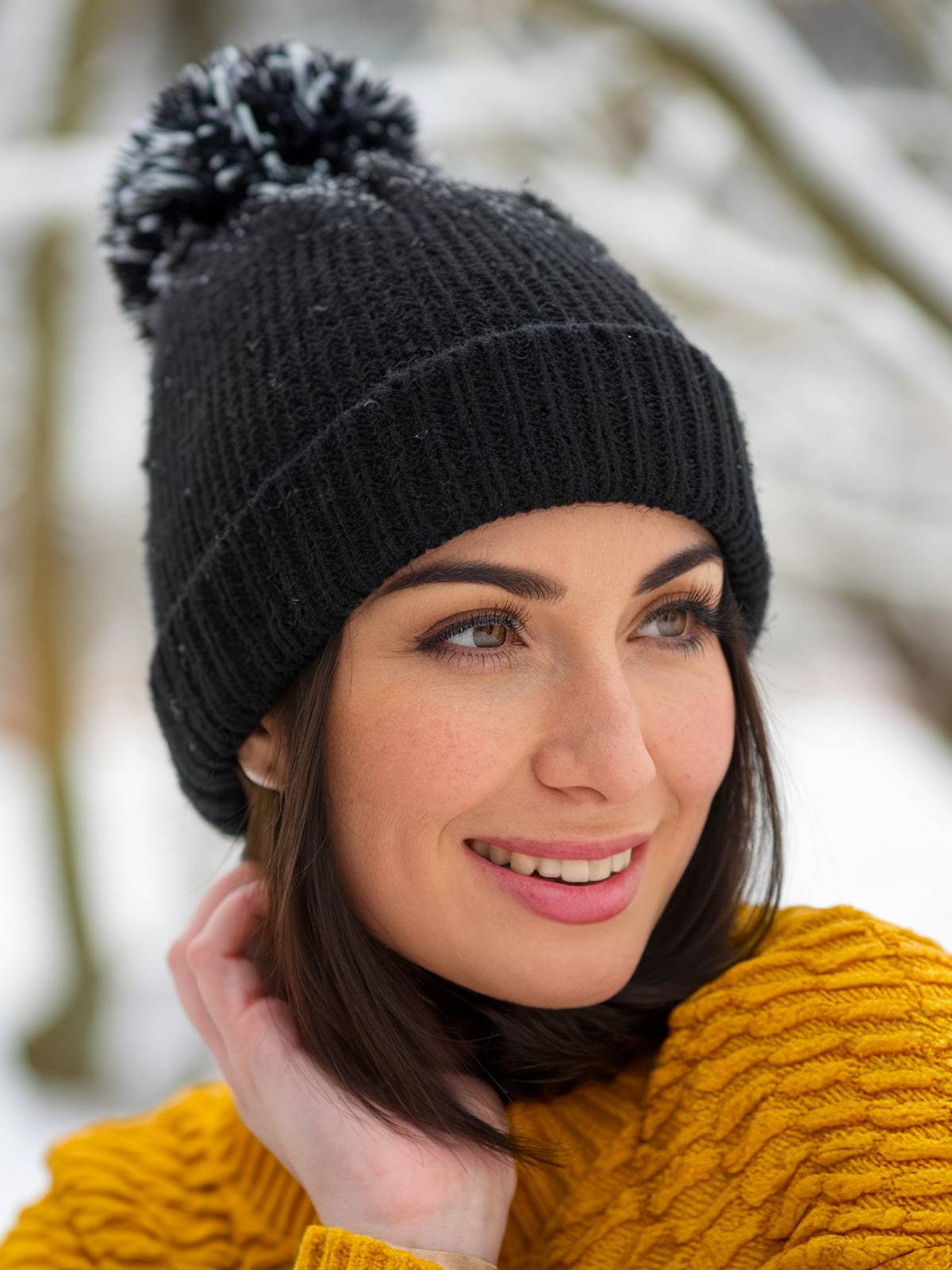 Winter hat hairstyle