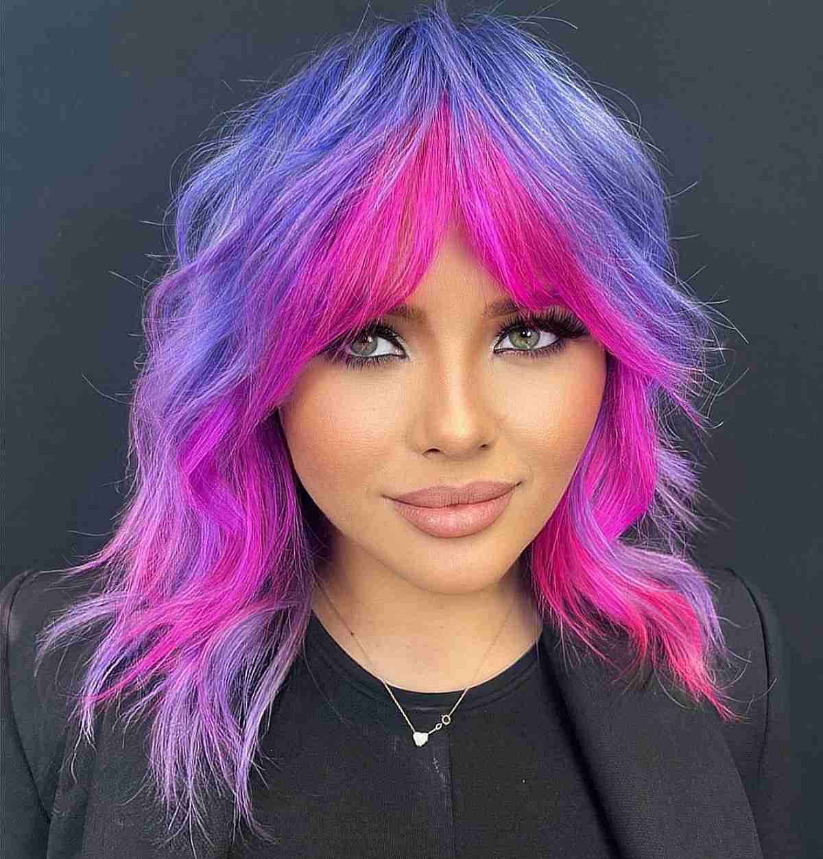 Winter Medium Shag with Cool Purple and Hot Pink Tones