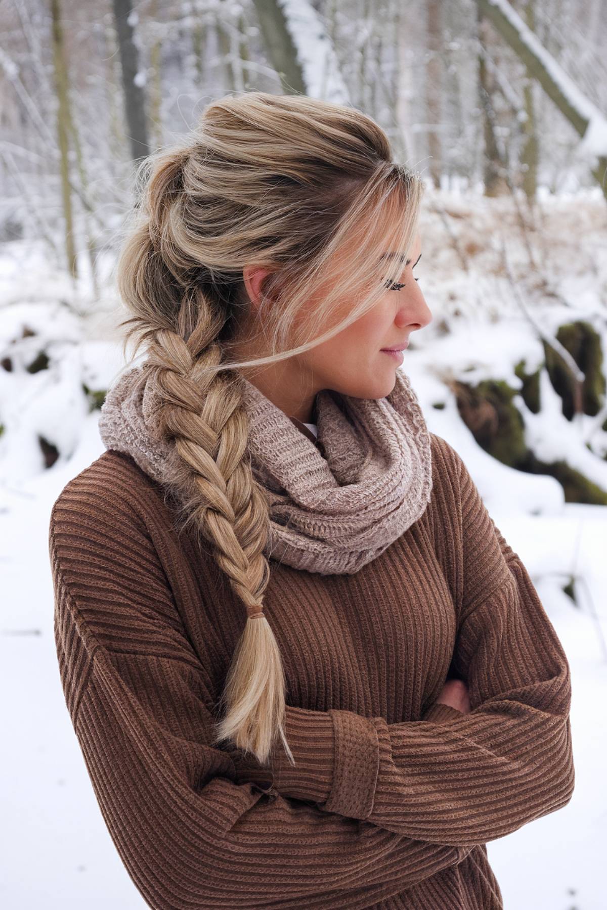 Winter scarf hairstyle