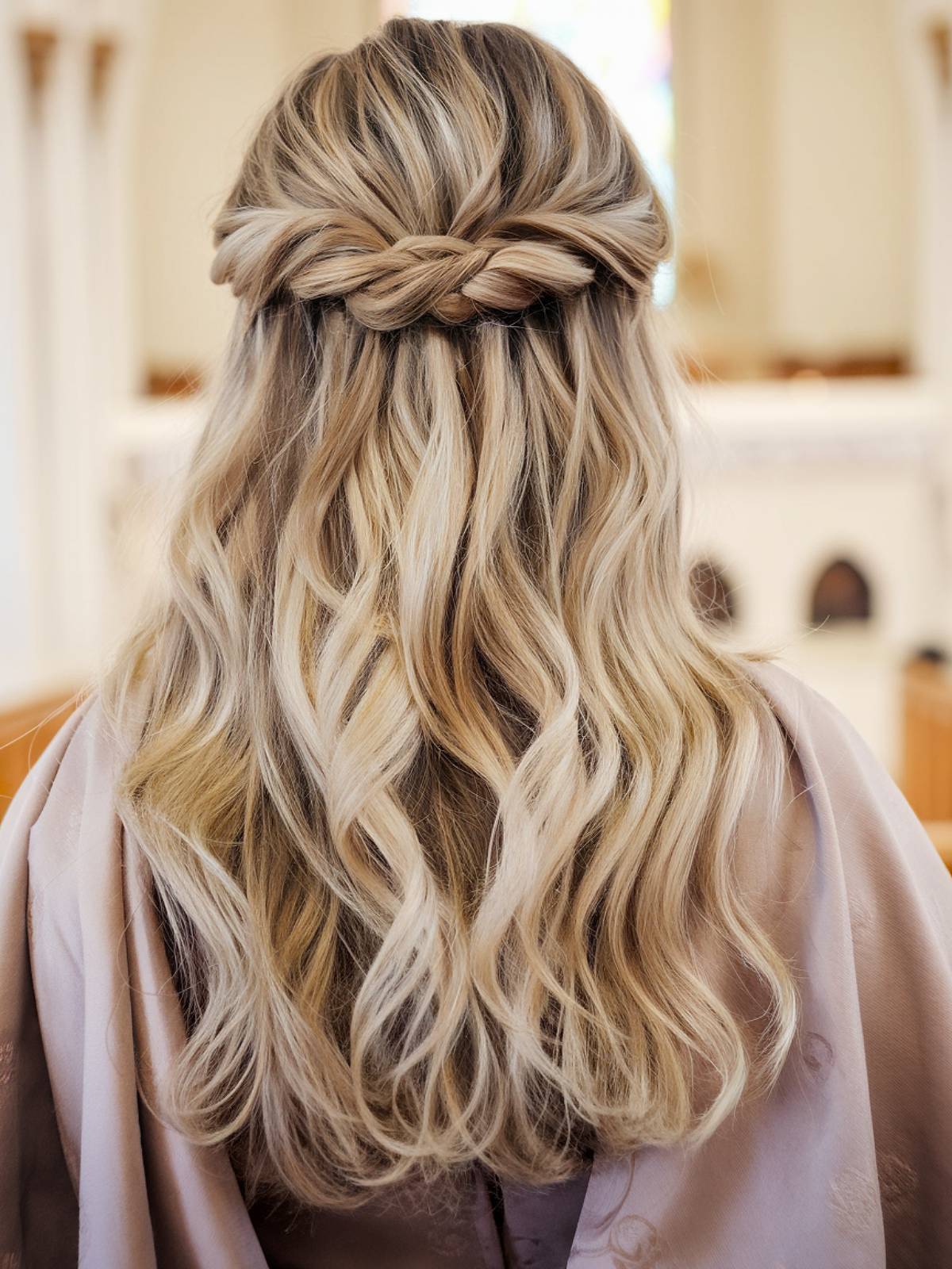 Winter wedding bridesmaid hairstyle