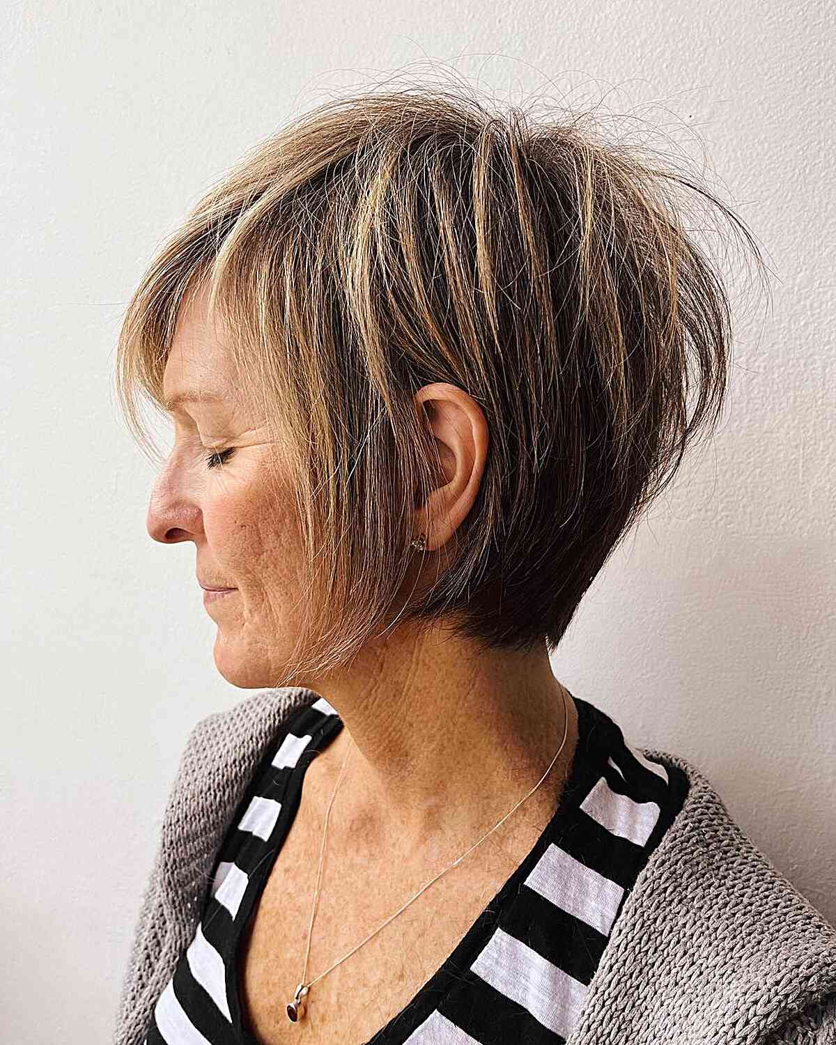 Wispy and Textured Bixie Cut for older ladies with straight hair