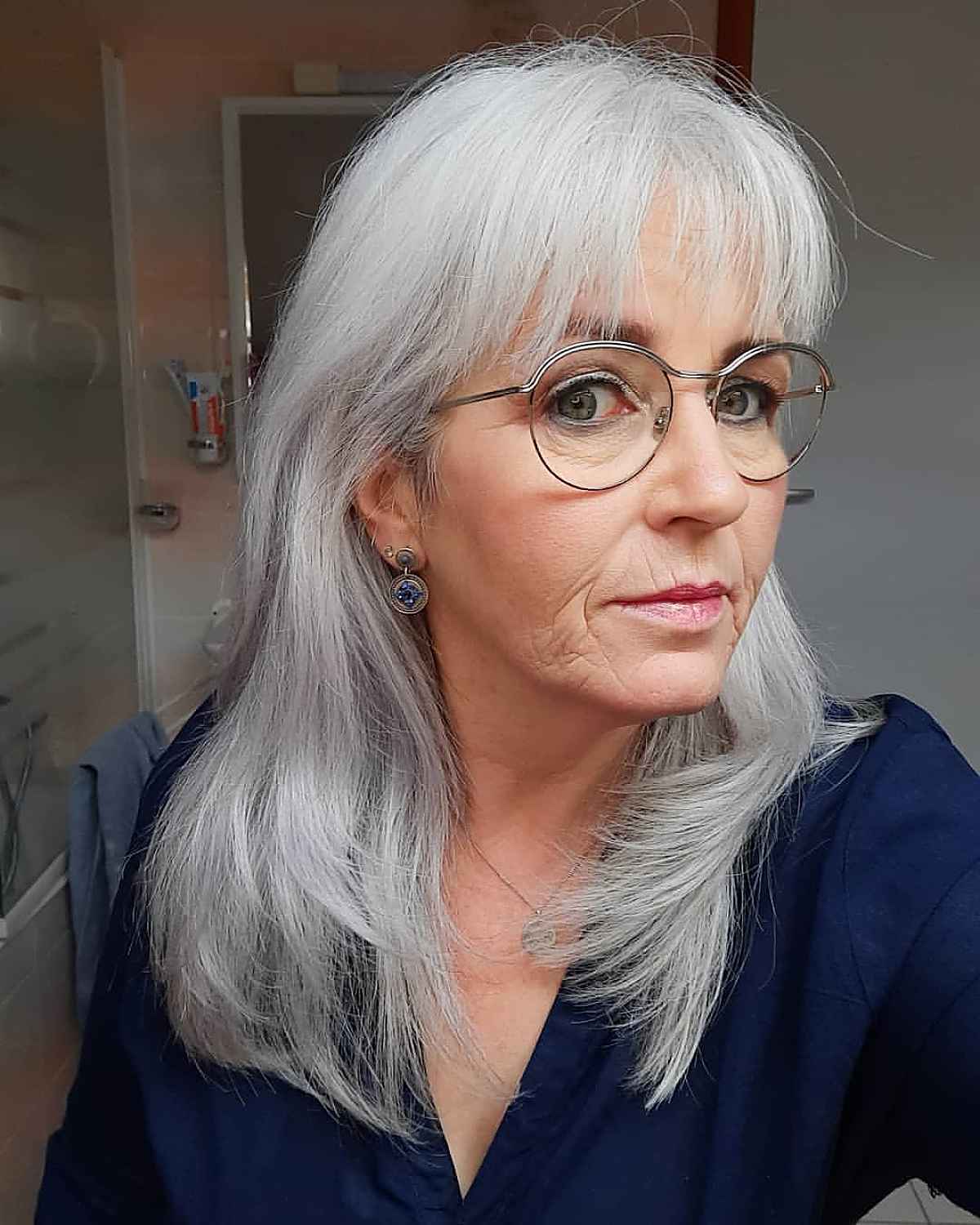 Wispy Bangs for Fine Hair for 60-year-old ladies