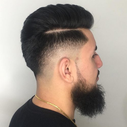 Low bald fade with beard